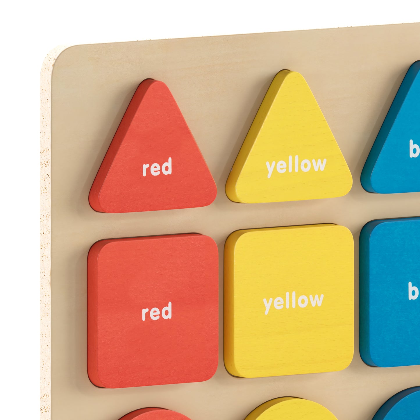 Bright Beginnings Commercial Grade Birch Plywood STEM Basic Shapes and Colors Puzzle Board, Natural/Multicolor Beech MK-MK00590-GG
