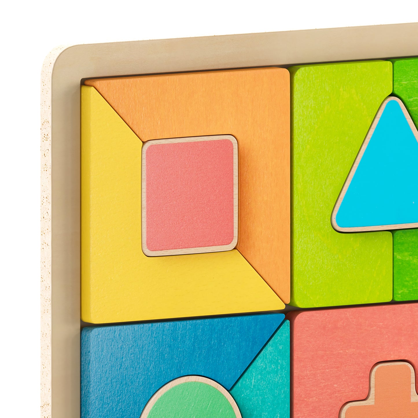 Bright Beginnings Commercial Grade Birch Plywood STEM Geometric Shape Building Puzzle Board, Natural/Multicolor Beech