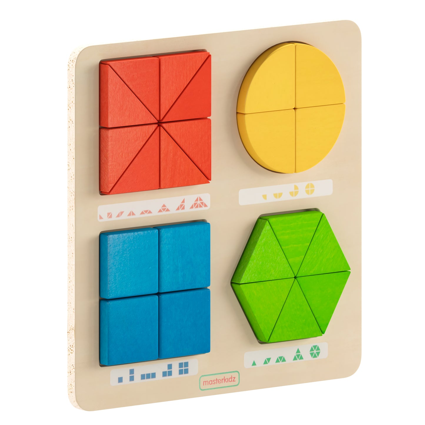 Bright Beginnings Commercial Grade Natural Birch Plywood STEM Geometric Shape Building Puzzle Board with Colorful Elements Beech
