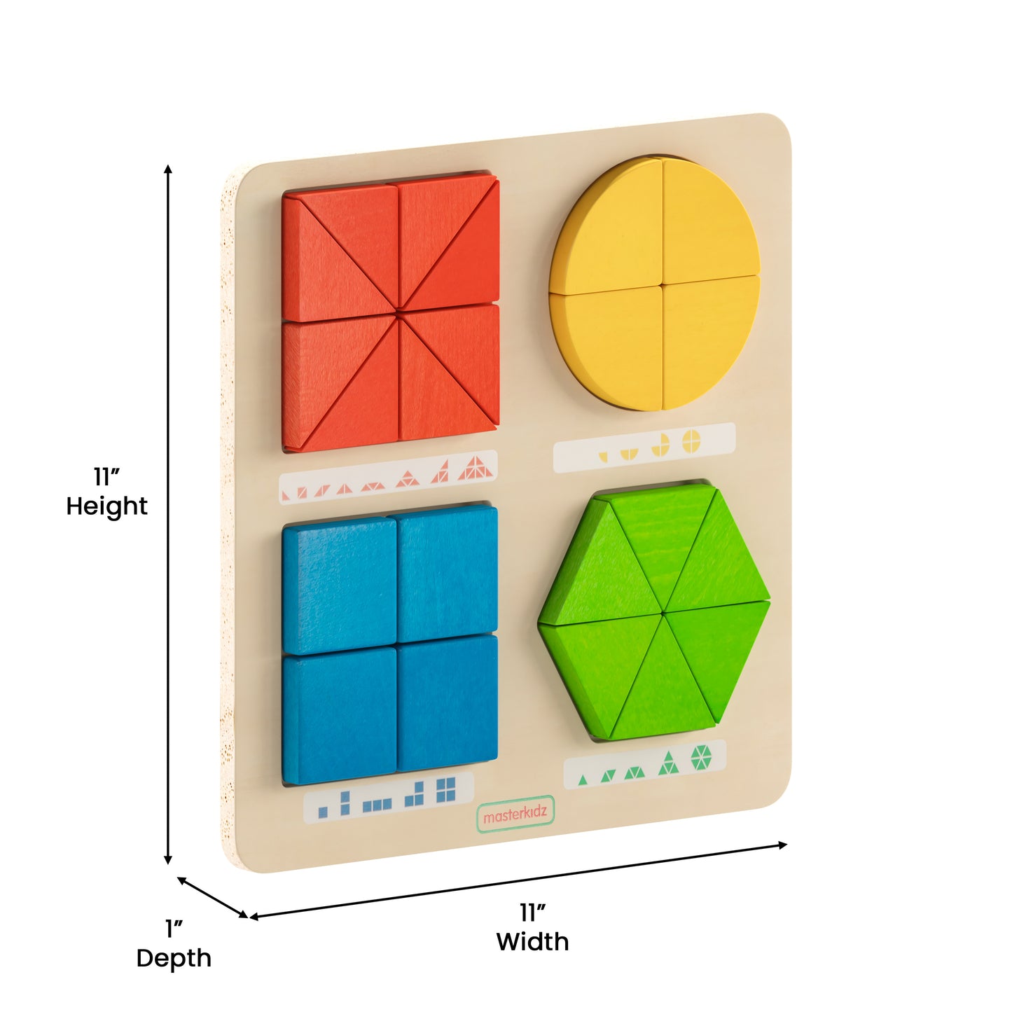 Bright Beginnings Commercial Grade Natural Birch Plywood STEM Geometric Shape Building Puzzle Board with Colorful Elements Beech