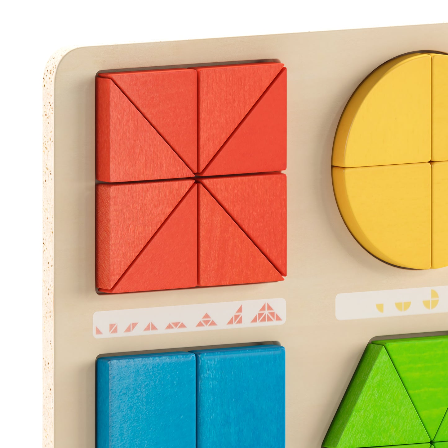 Bright Beginnings Commercial Grade Natural Birch Plywood STEM Geometric Shape Building Puzzle Board with Colorful Elements Beech
