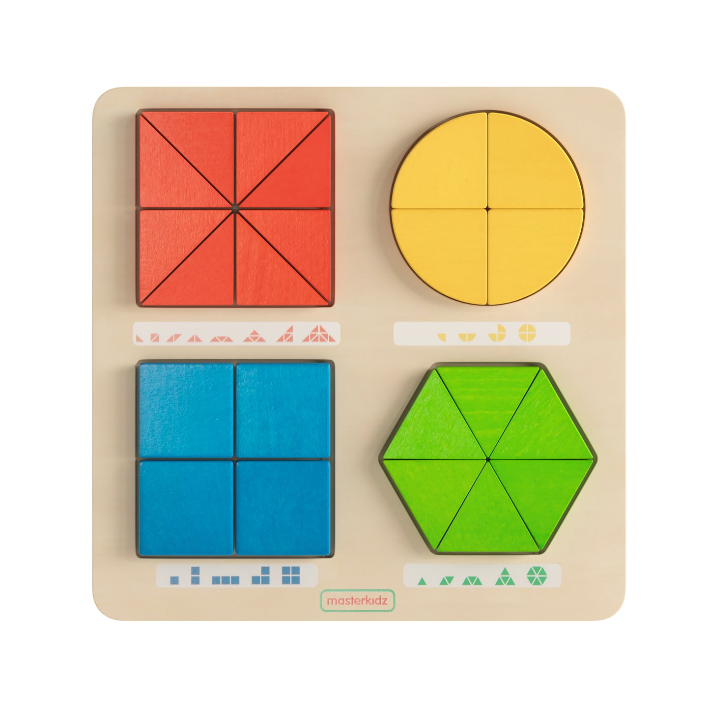 Bright Beginnings Commercial Grade Natural Birch Plywood STEM Geometric Shape Building Puzzle Board with Colorful Elements Beech