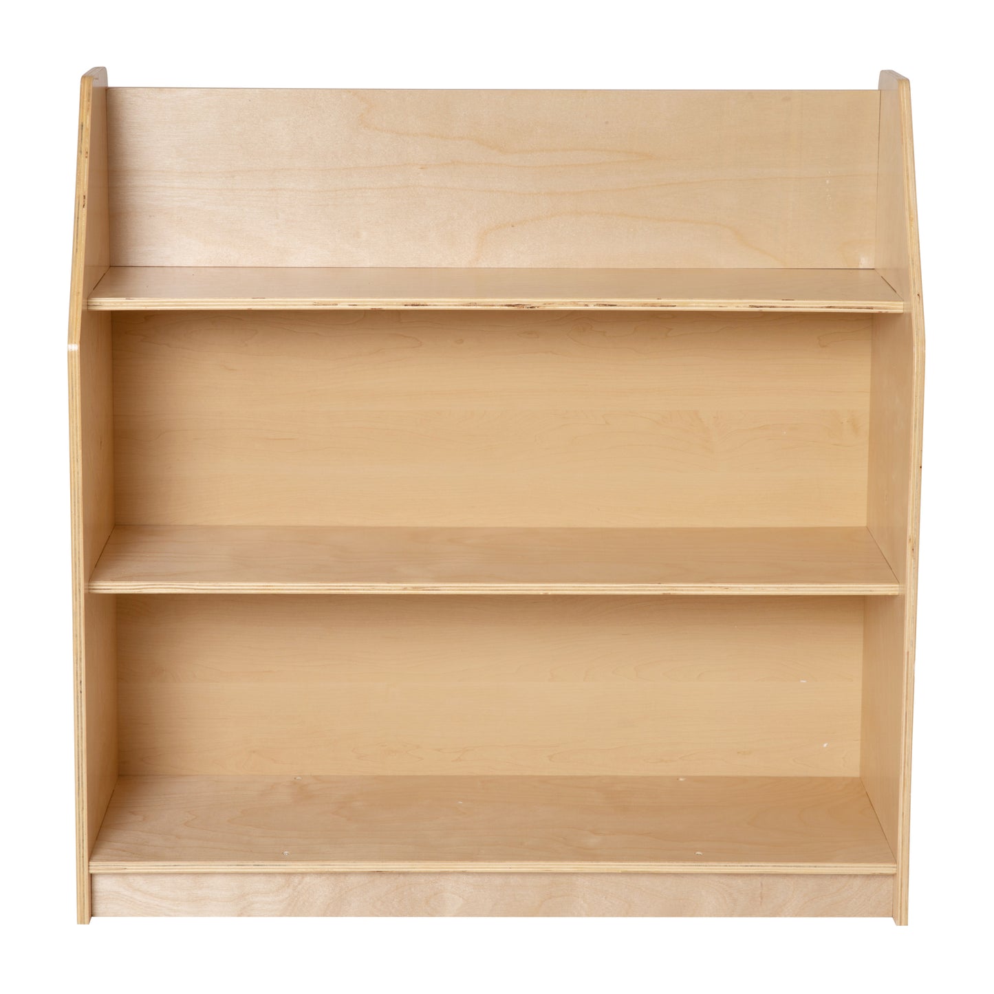 Hercules Natural Wooden 3 Shelf Book Display with Safe, Kid Friendly Curved Edges - Commercial Grade for Daycare, Classroom or Playroom Storage Natural