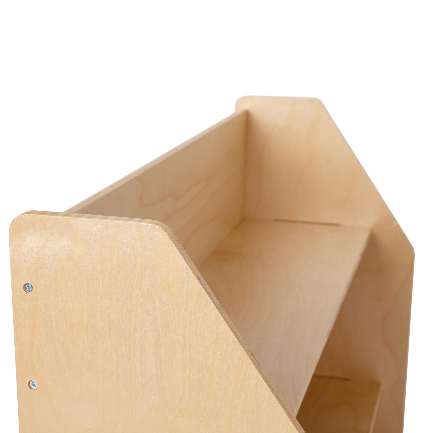Hercules Natural Wooden 3 Shelf Book Display with Safe, Kid Friendly Curved Edges - Commercial Grade for Daycare, Classroom or Playroom Storage Natural