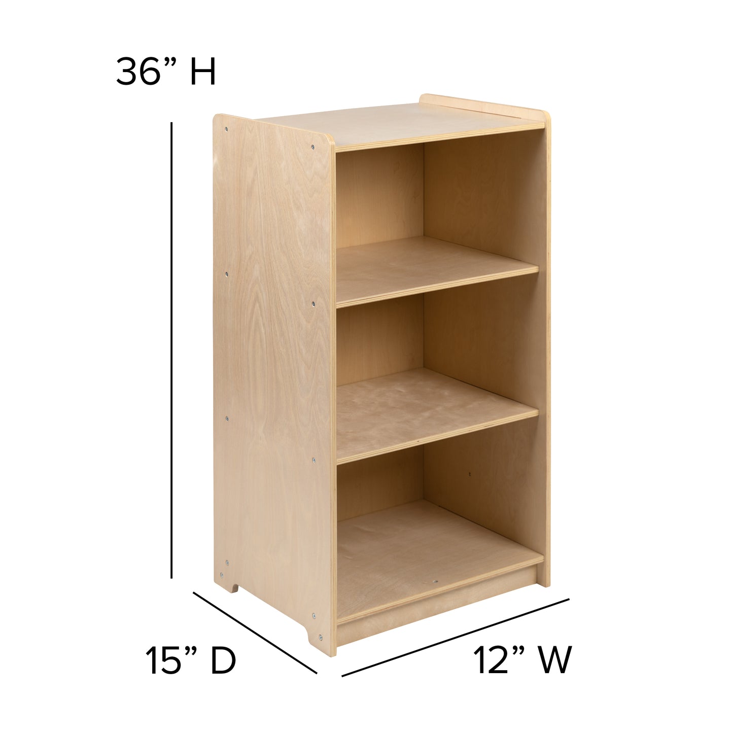 Hercules Wooden 3 Section School Classroom Storage Cabinet for Commercial or Home Use - Safe, Kid Friendly Design - 36"H (Natural) Natural
