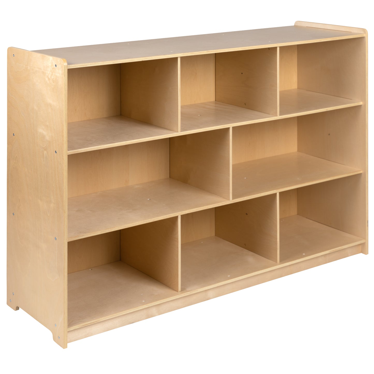 Hercules Wooden 8 Section School Classroom Storage Cabinet for Commercial or Home Use - Safe, Kid Friendly Design - 36"H (Natural) Natural