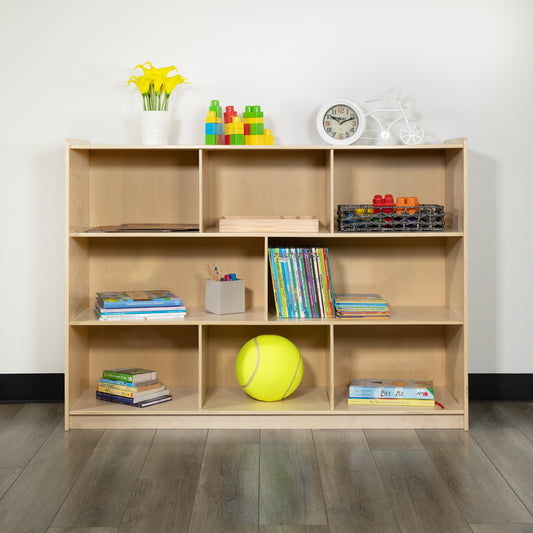 Hercules Wooden 8 Section School Classroom Storage Cabinet for Commercial or Home Use - Safe, Kid Friendly Design - 36"H (Natural) Natural MK-STRG002-GG