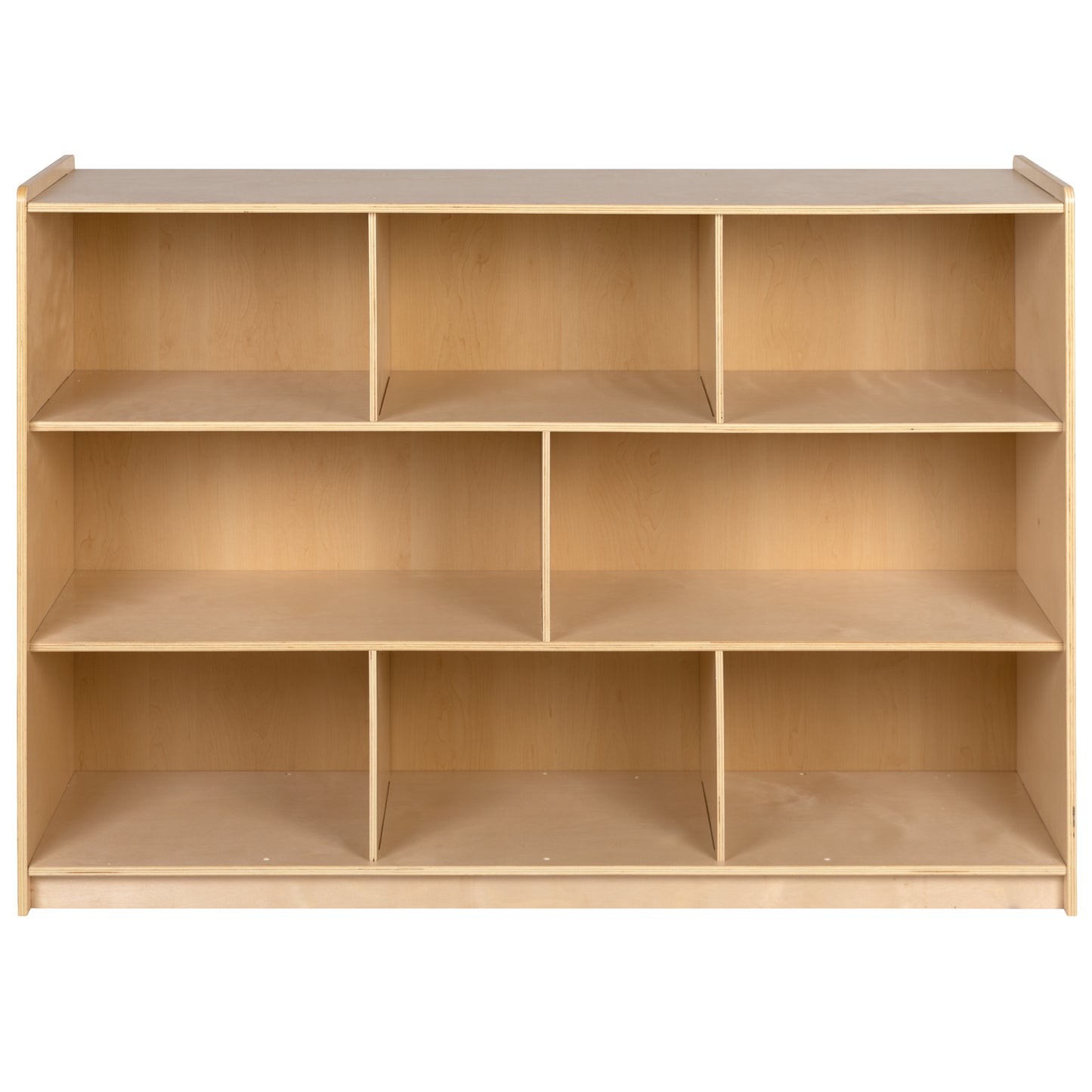 Hercules Wooden 8 Section School Classroom Storage Cabinet for Commercial or Home Use - Safe, Kid Friendly Design - 36"H (Natural) Natural