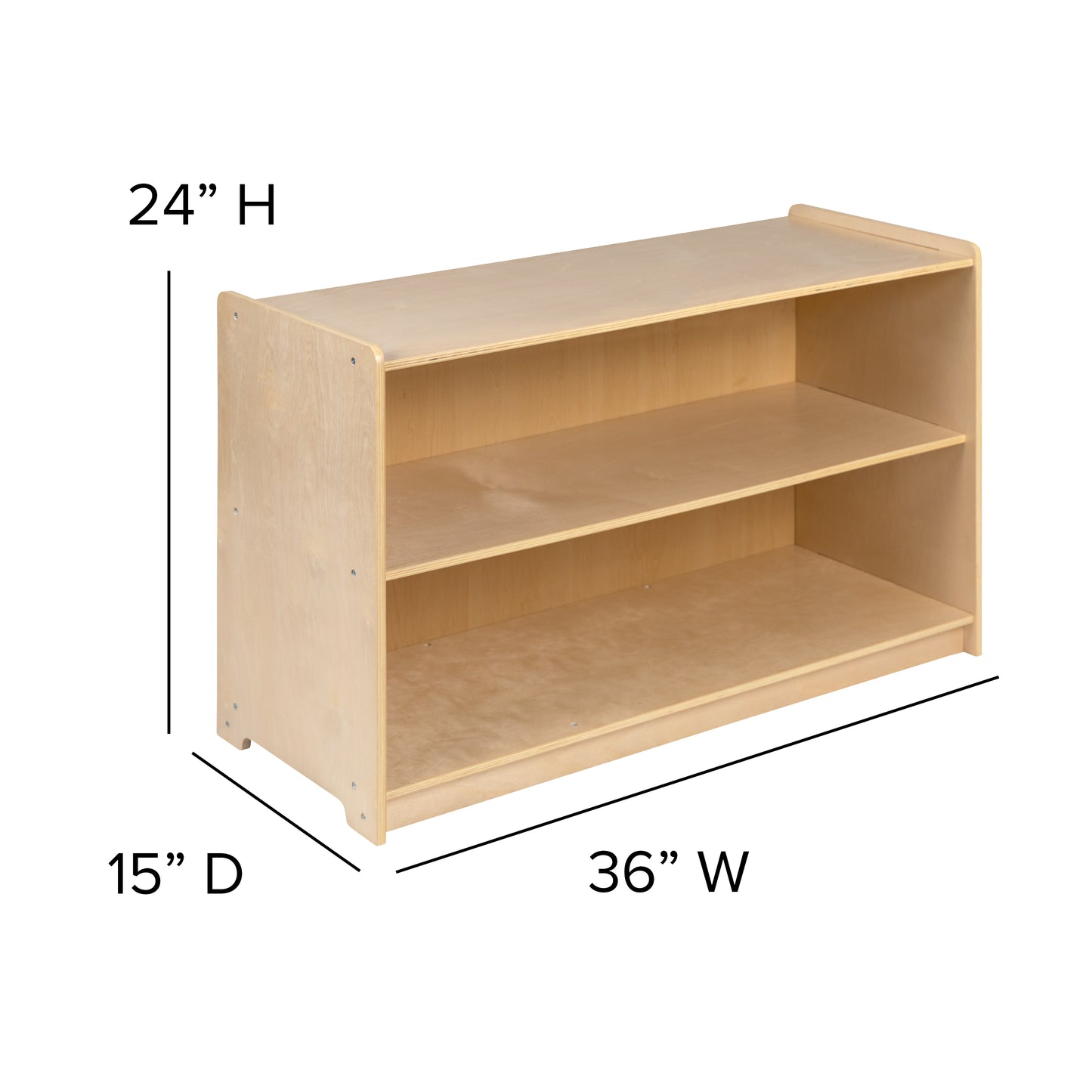Hercules Wooden 2 Section School Classroom Storage Cabinet for Commercial or Home Use - Safe, Kid Friendly Design - 24"H x 36"L (Natural) Natural
