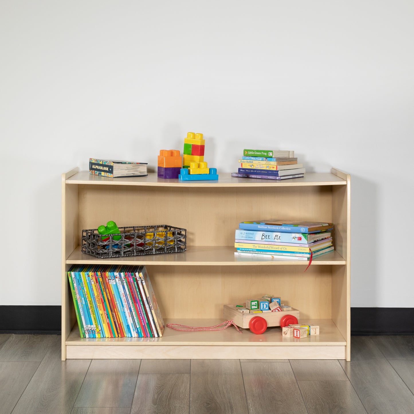 Hercules Wooden 2 Section School Classroom Storage Cabinet for Commercial or Home Use - Safe, Kid Friendly Design - 24"H x 36"L (Natural) Natural