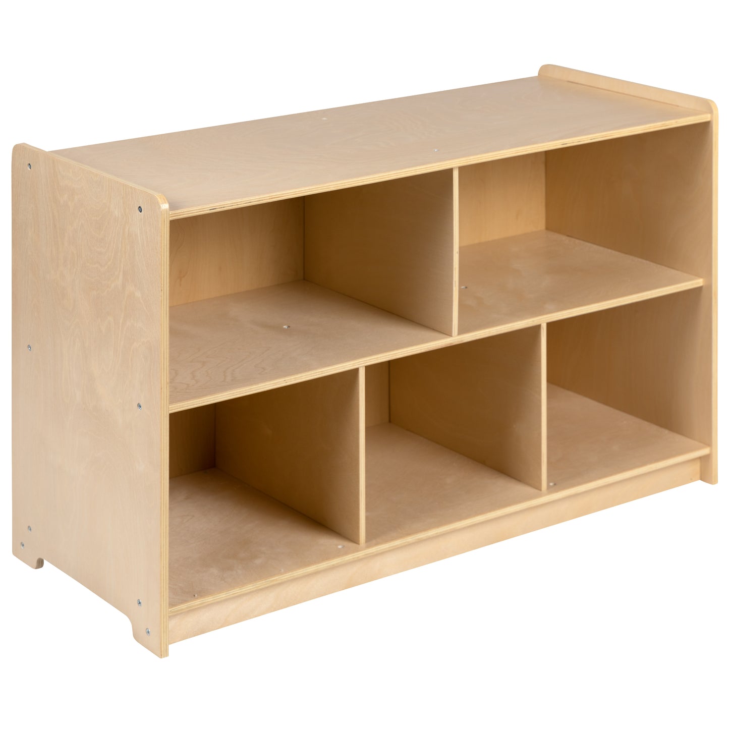 Hercules Wooden 5 Section School Classroom Storage Cabinet for Commercial or Home Use - Safe, Kid Friendly Design - 24"H x 36"L (Natural) Natural