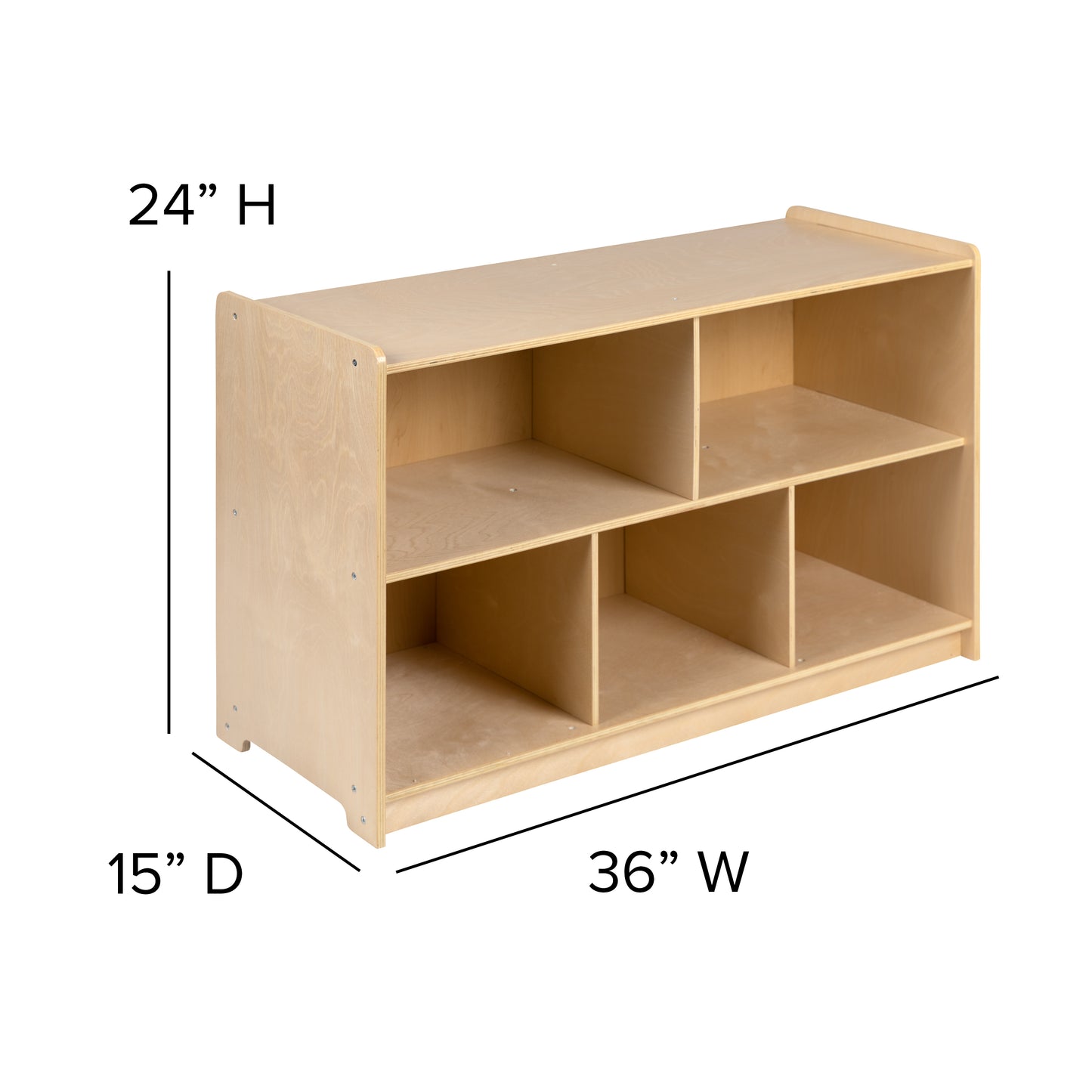 Hercules Wooden 5 Section School Classroom Storage Cabinet for Commercial or Home Use - Safe, Kid Friendly Design - 24"H x 36"L (Natural) Natural