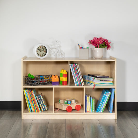 Hercules Wooden 5 Section School Classroom Storage Cabinet for Commercial or Home Use - Safe, Kid Friendly Design - 24"H x 36"L (Natural) Natural MK-STRG004-GG