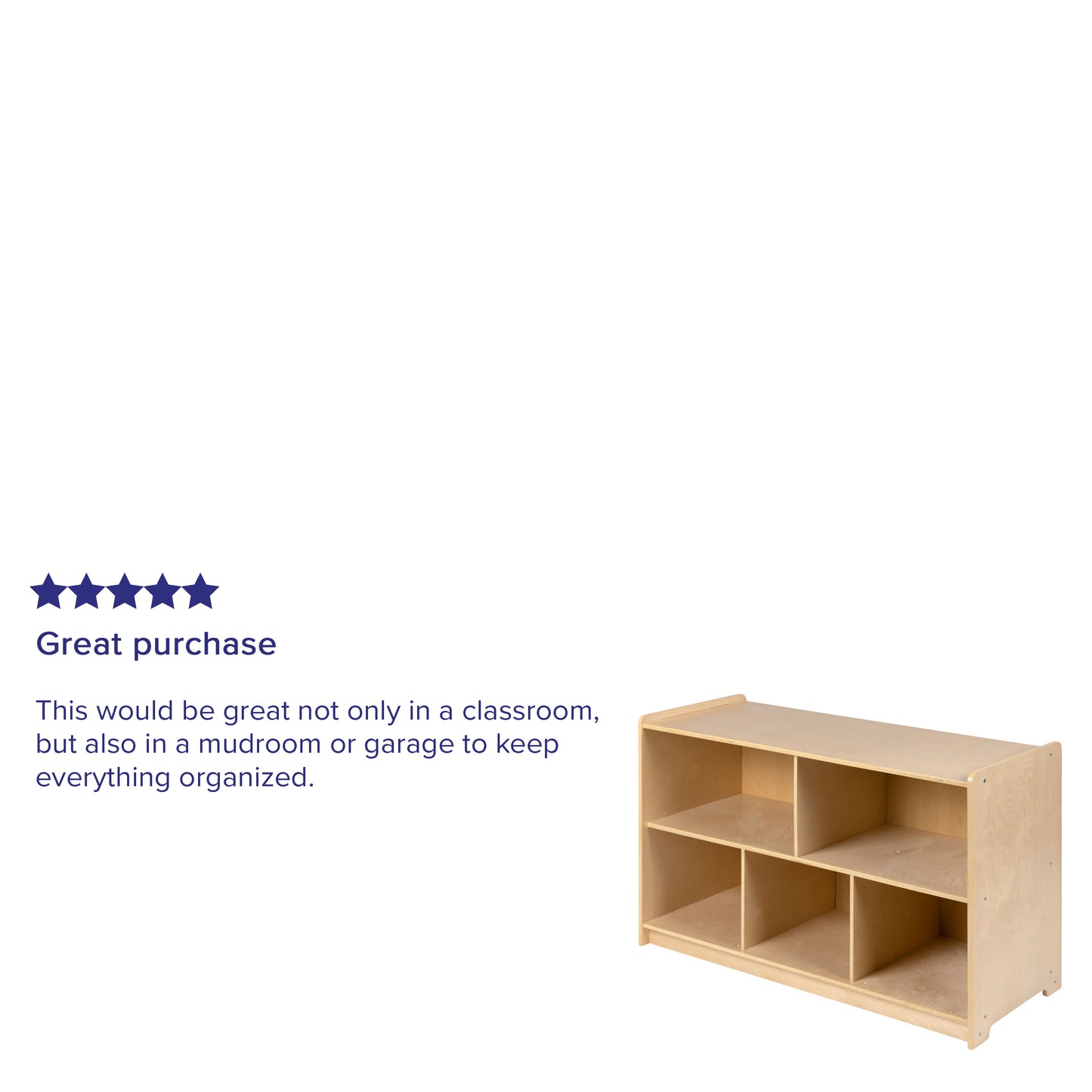Hercules Wooden 5 Section School Classroom Storage Cabinet for Commercial or Home Use - Safe, Kid Friendly Design - 24"H x 36"L (Natural) Natural