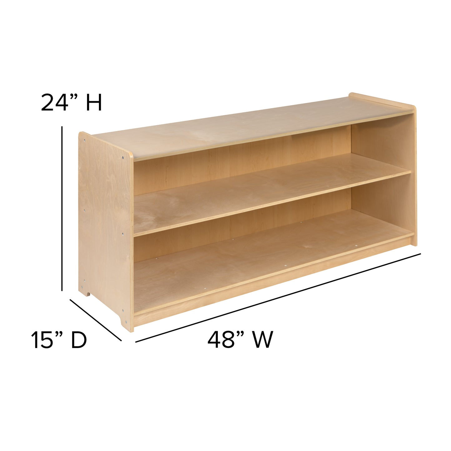 Hercules Wooden 2 Section School Classroom Storage Cabinet for Commercial or Home Use - Safe, Kid Friendly Design - 24"H x 48"L (Natural) Natural