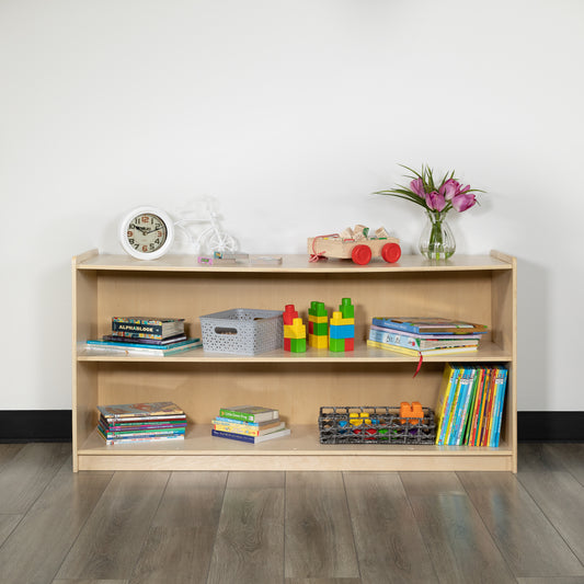 Hercules Wooden 2 Section School Classroom Storage Cabinet for Commercial or Home Use - Safe, Kid Friendly Design - 24"H x 48"L (Natural) Natural MK-STRG005-GG
