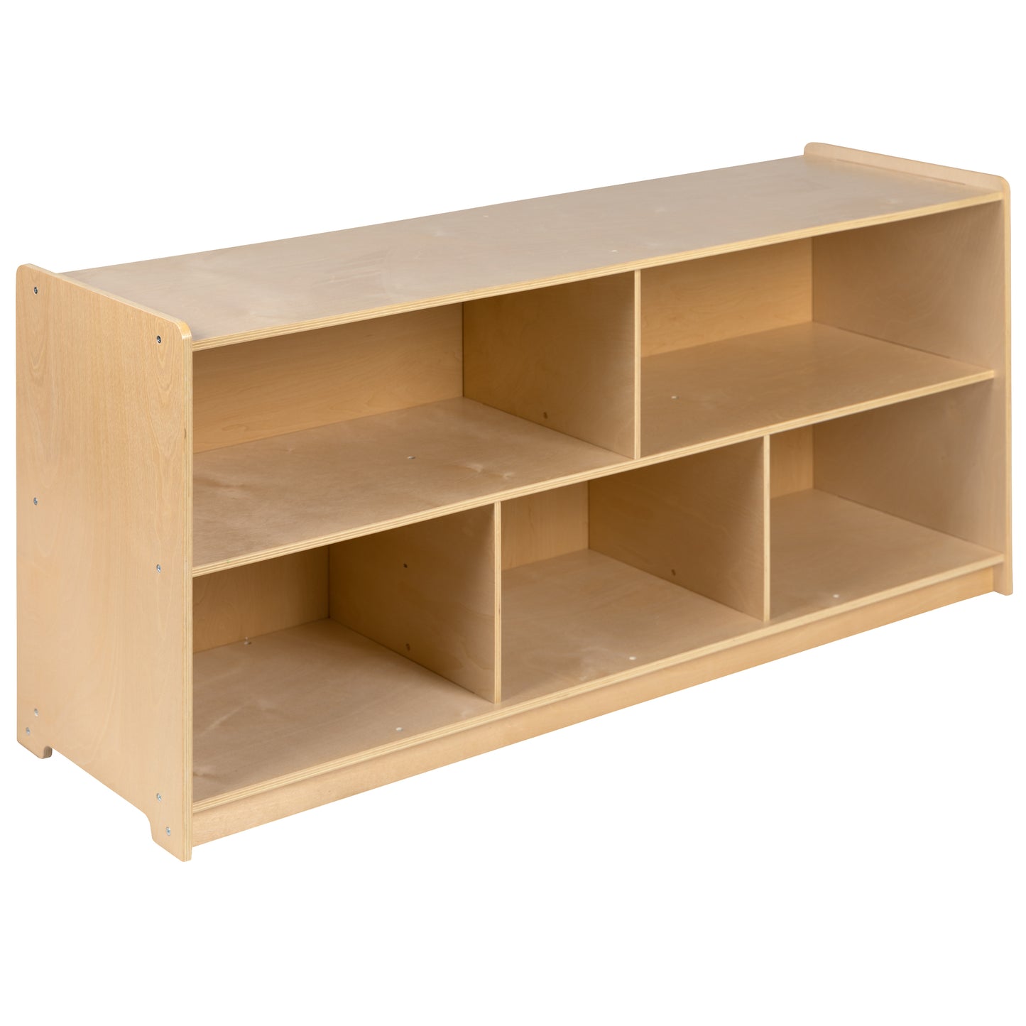 Hercules Wooden 5 Section School Classroom Storage Cabinet for Commercial or Home Use - Safe, Kid Friendly Design - 24"H x 48"L (Natural) Natural