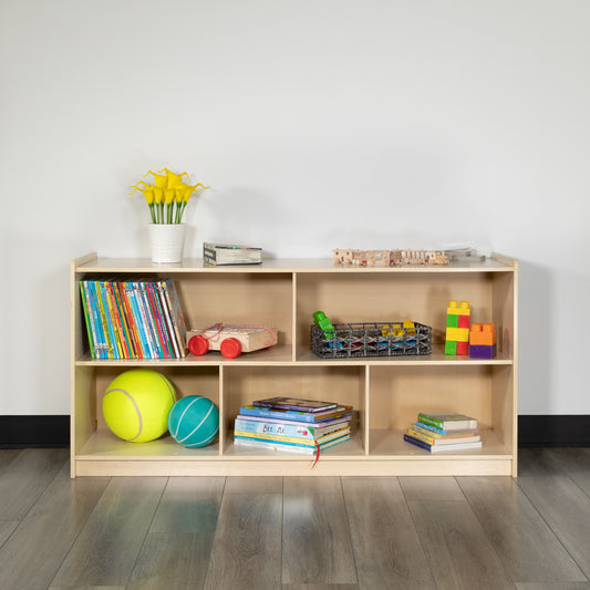 Hercules Wooden 5 Section School Classroom Storage Cabinet for Commercial or Home Use - Safe, Kid Friendly Design - 24"H x 48"L (Natural) Natural MK-STRG006-GG