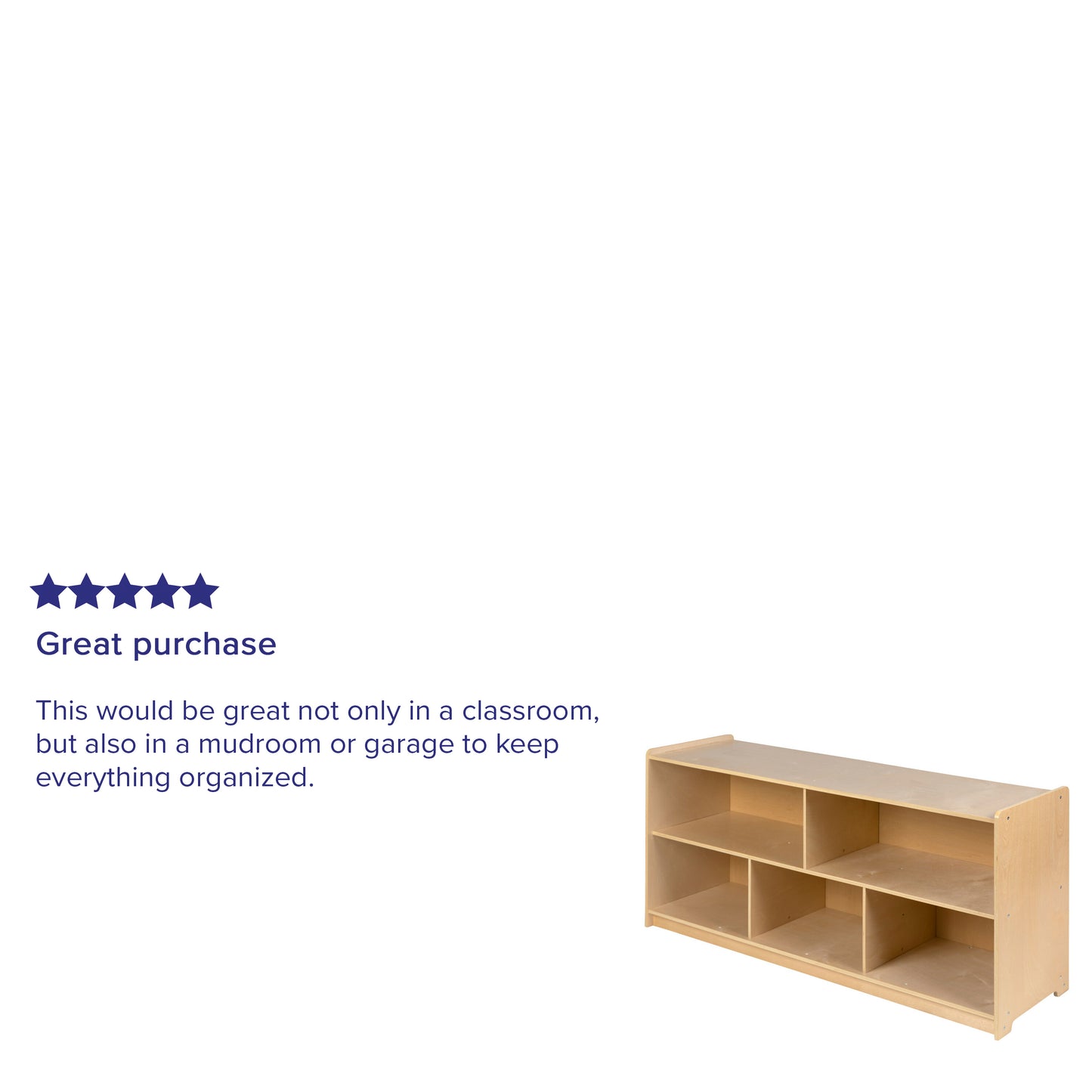 Hercules Wooden 5 Section School Classroom Storage Cabinet for Commercial or Home Use - Safe, Kid Friendly Design - 24"H x 48"L (Natural) Natural