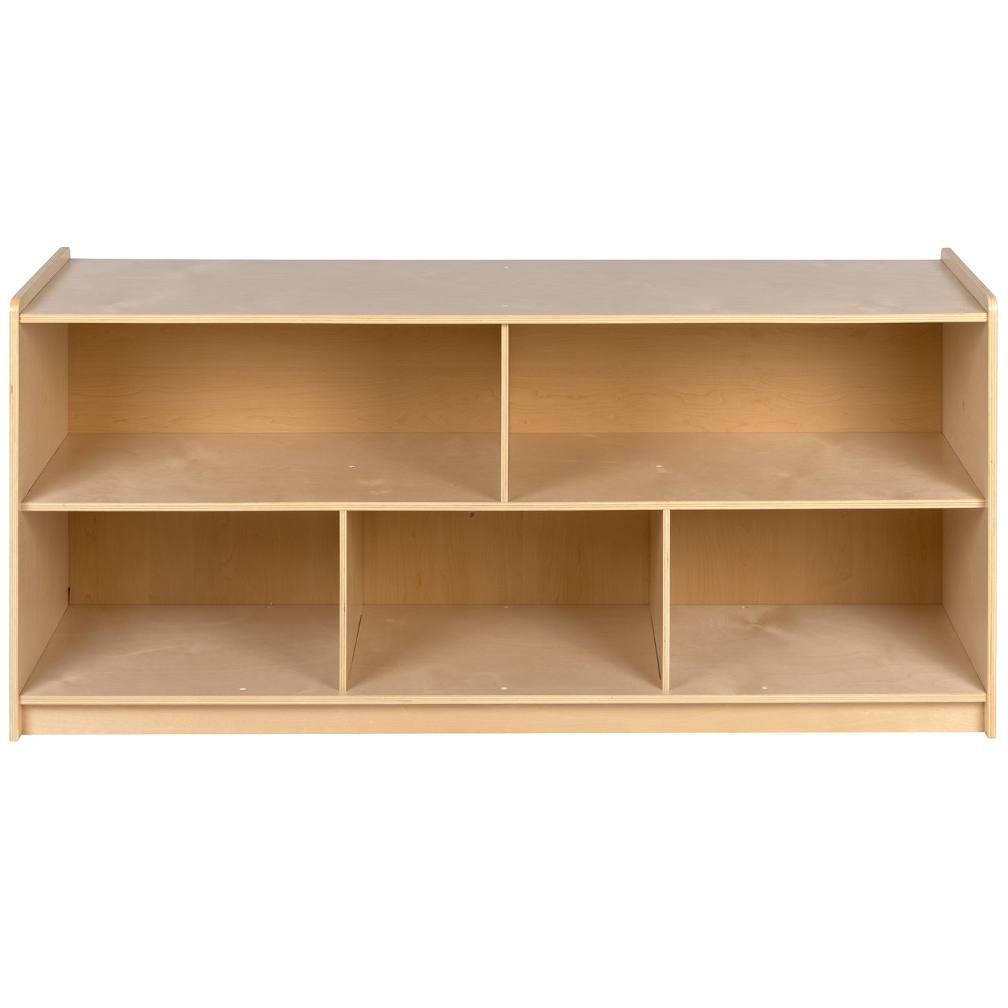 Hercules Wooden 5 Section School Classroom Storage Cabinet for Commercial or Home Use - Safe, Kid Friendly Design - 24"H x 48"L (Natural) Natural