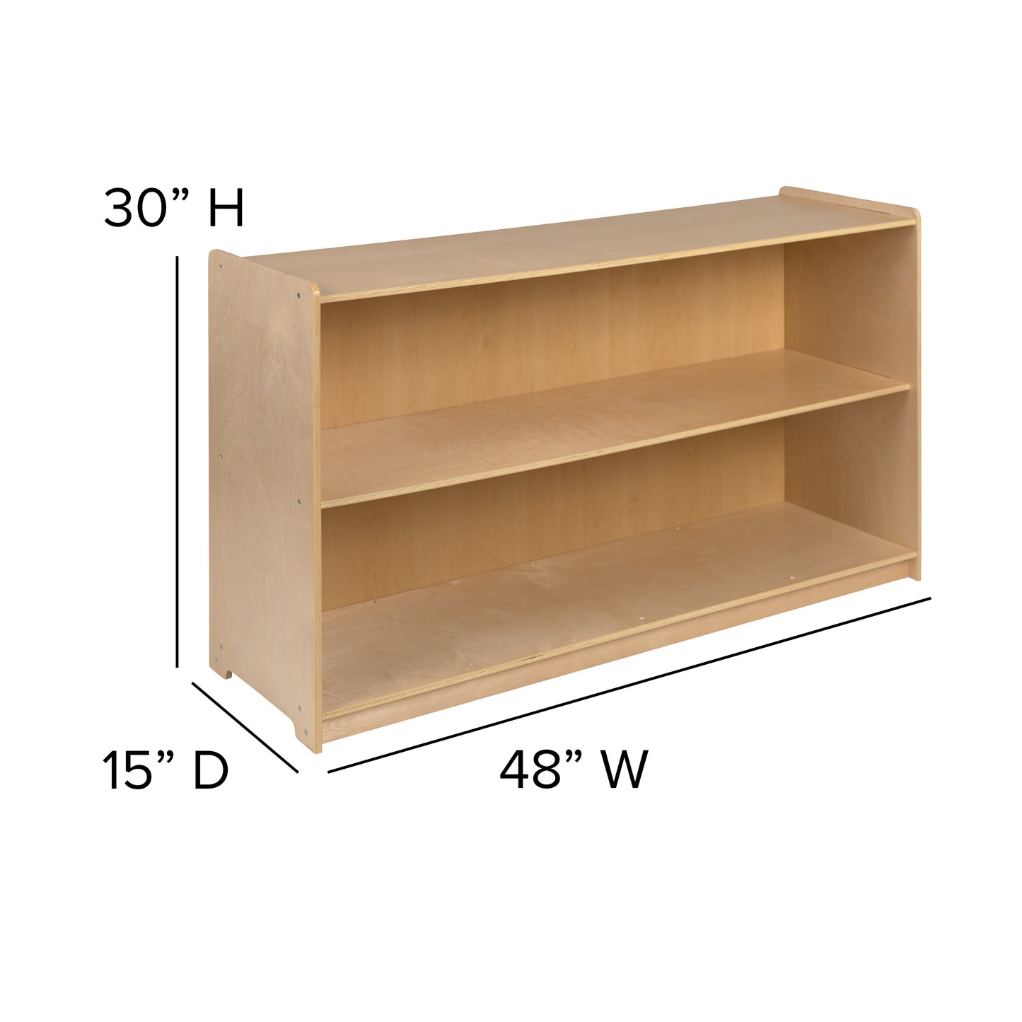 Hercules Wooden 2 Section School Classroom Storage Cabinet for Commercial or Home Use - Safe, Kid Friendly Design - 30"H x 48"L (Natural) Natural
