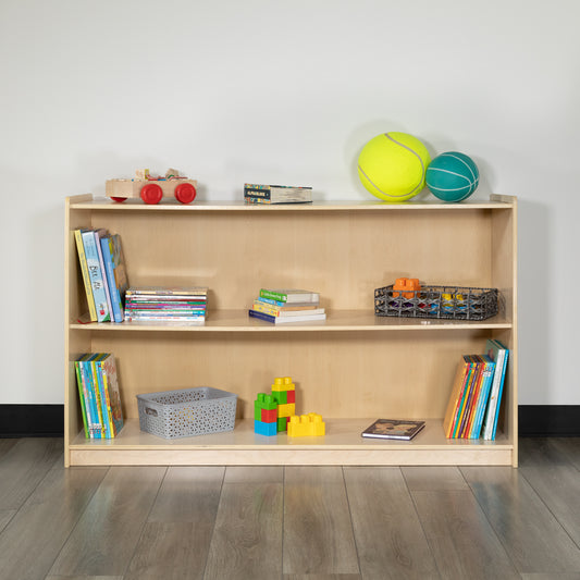 Hercules Wooden 2 Section School Classroom Storage Cabinet for Commercial or Home Use - Safe, Kid Friendly Design - 30"H x 48"L (Natural) Natural MK-STRG007-GG