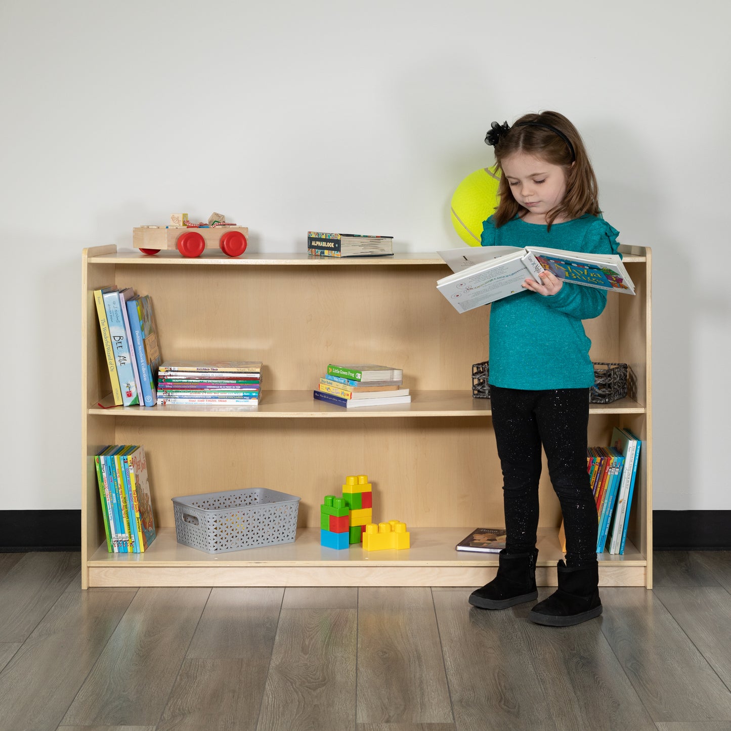 Hercules Wooden 2 Section School Classroom Storage Cabinet for Commercial or Home Use - Safe, Kid Friendly Design - 30"H x 48"L (Natural) Natural