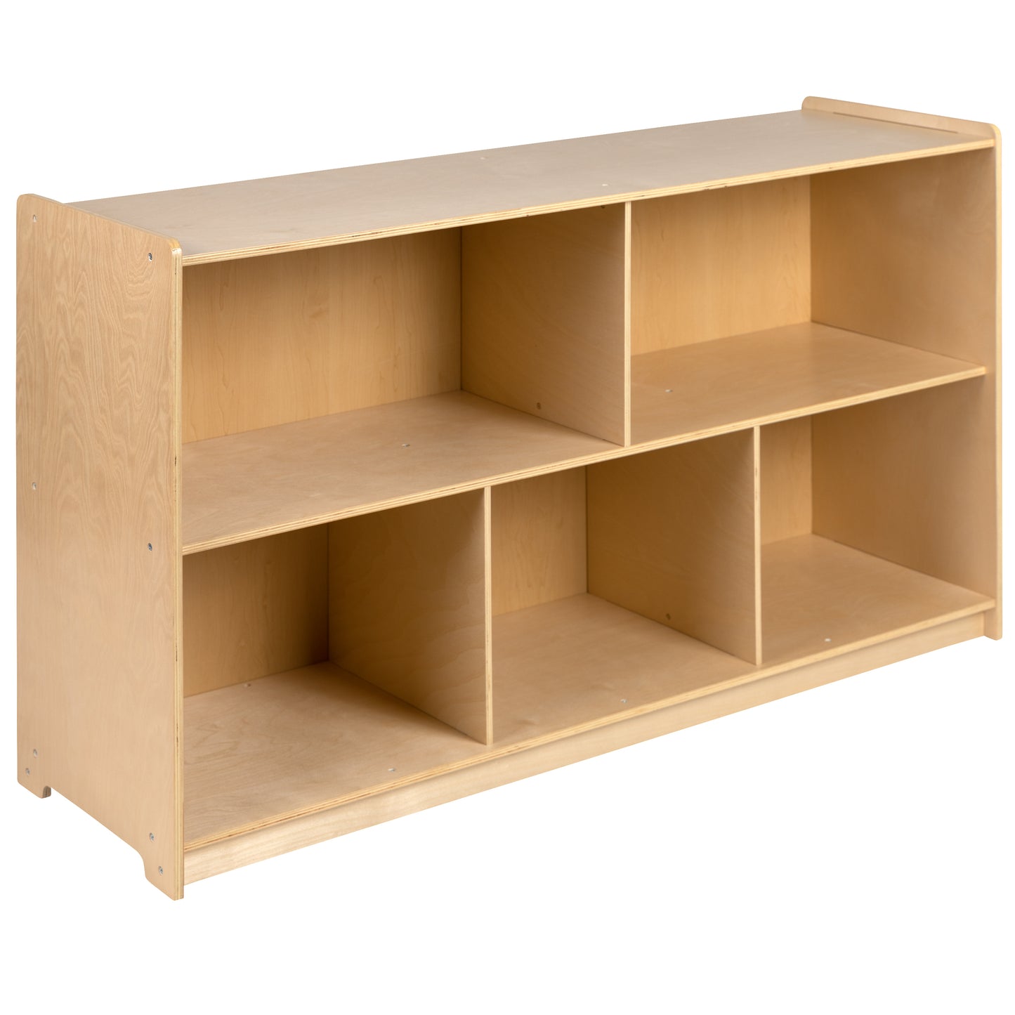 Hercules Wooden 5 Section School Classroom Storage Cabinet for Commercial or Home Use - Safe, Kid Friendly Design - 30"H x 48"L (Natural) Natural