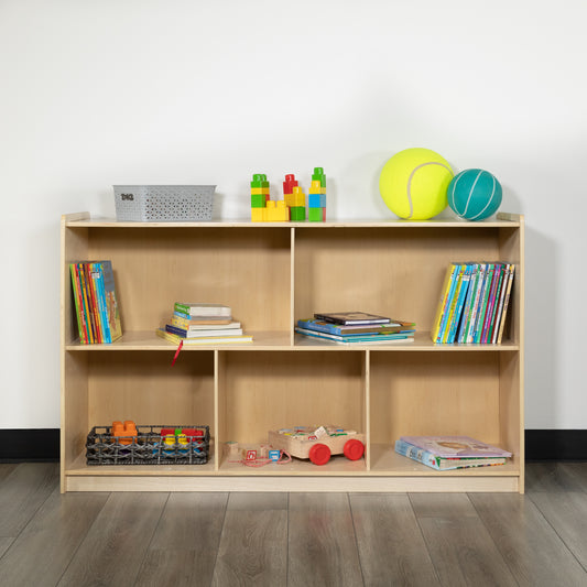 Hercules Wooden 5 Section School Classroom Storage Cabinet for Commercial or Home Use - Safe, Kid Friendly Design - 30"H x 48"L (Natural) Natural MK-STRG008-GG