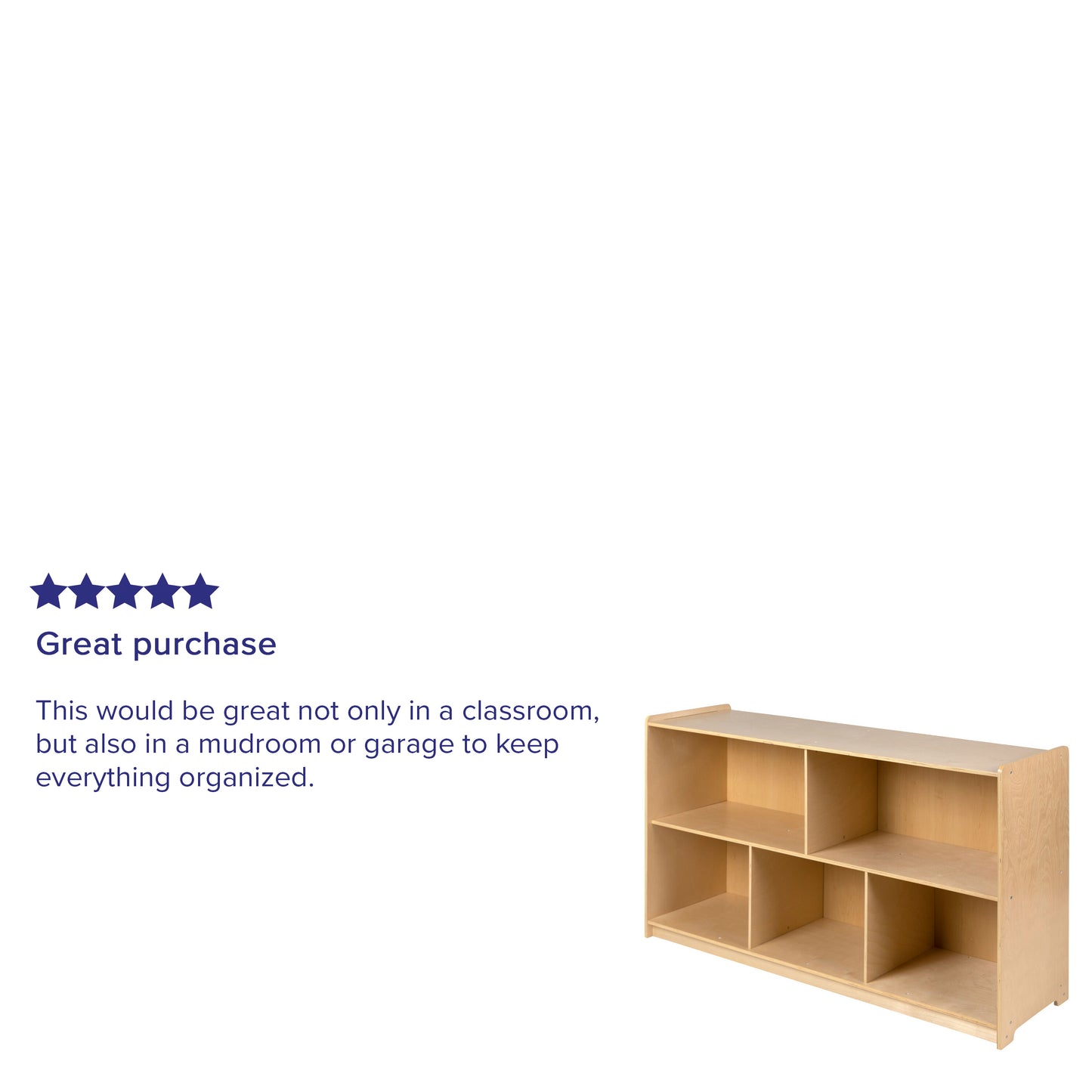 Hercules Wooden 5 Section School Classroom Storage Cabinet for Commercial or Home Use - Safe, Kid Friendly Design - 30"H x 48"L (Natural) Natural