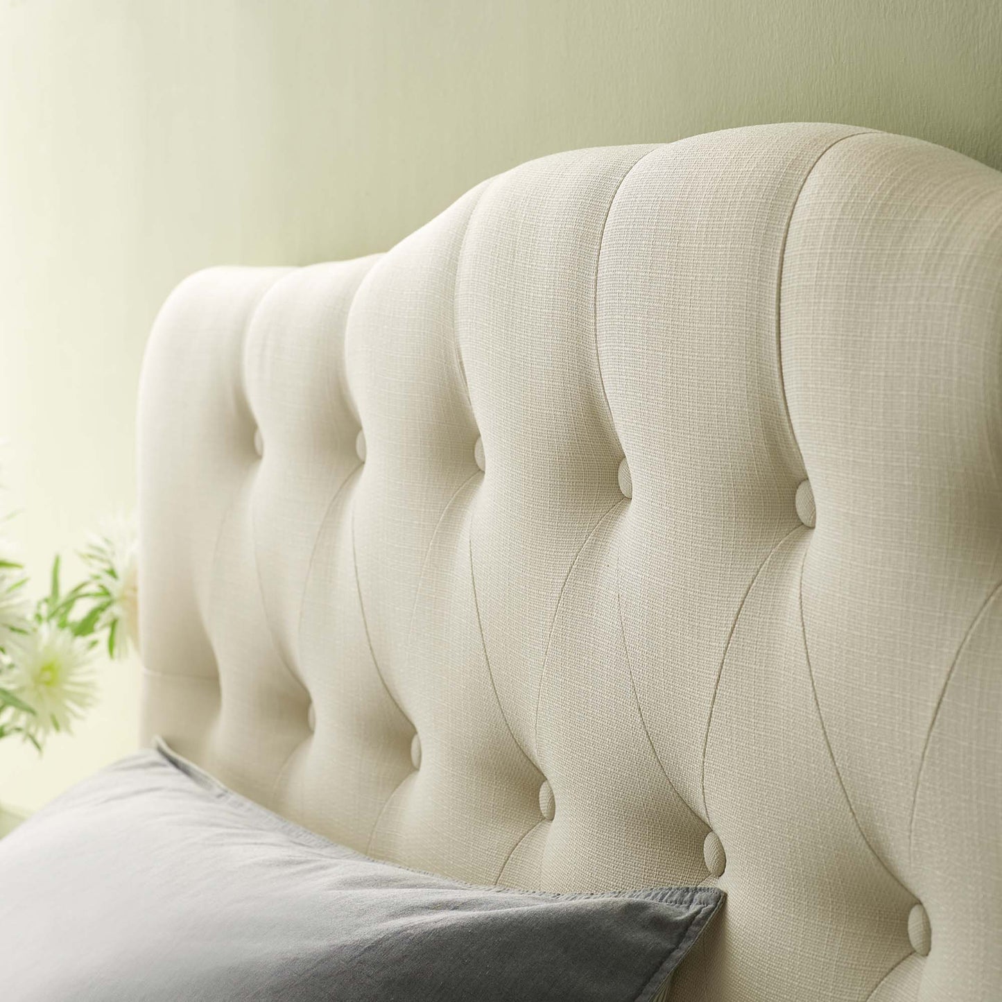 Annabel Upholstered Fabric King Headboard by Modway Ivory