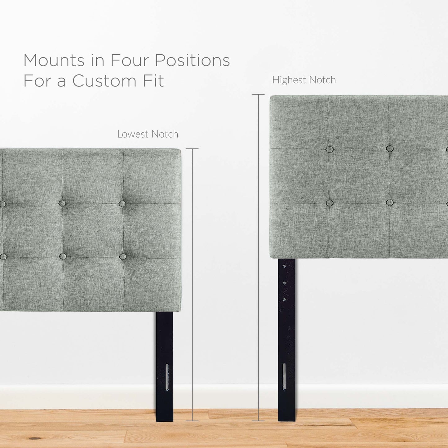 Emily Upholstered Fabric Queen Headboard by Modway Gray