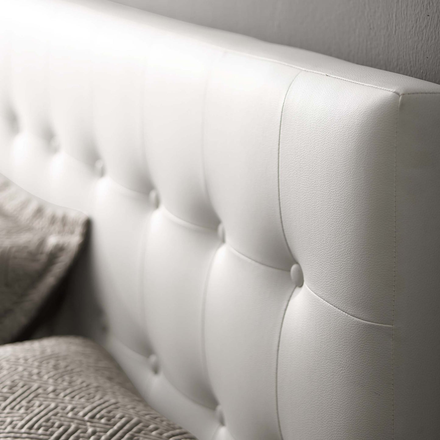 Emily Upholstered Vinyl Queen Headboard by Modway White
