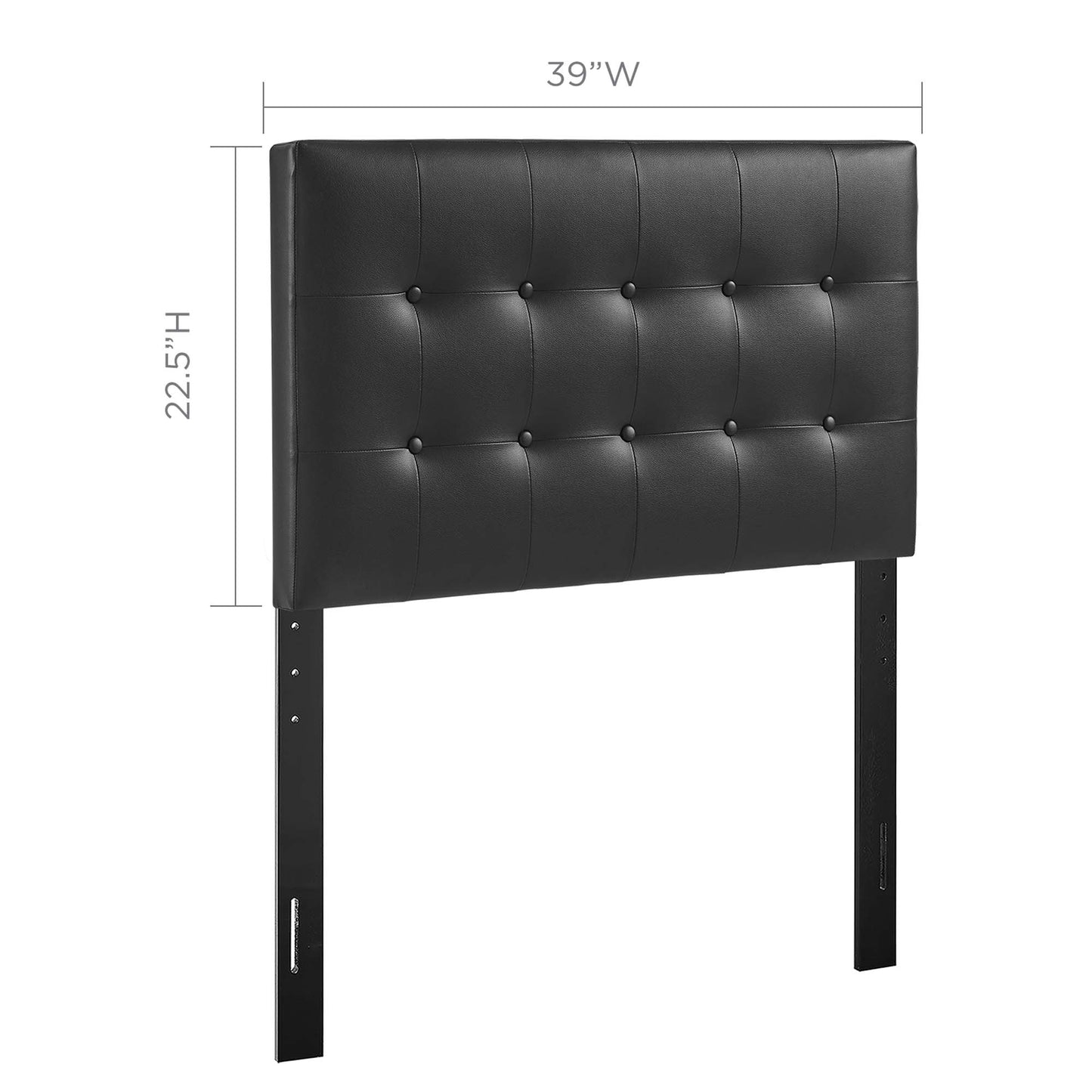 Emily Upholstered Vinyl Twin Headboard by Modway Black MOD-5177-BLK
