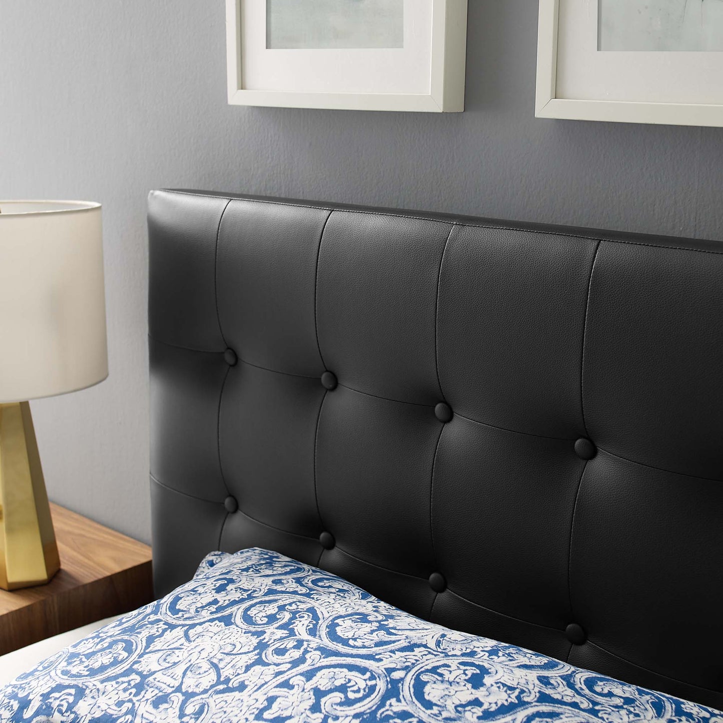 Emily Upholstered Vinyl Twin Headboard by Modway Black MOD-5177-BLK