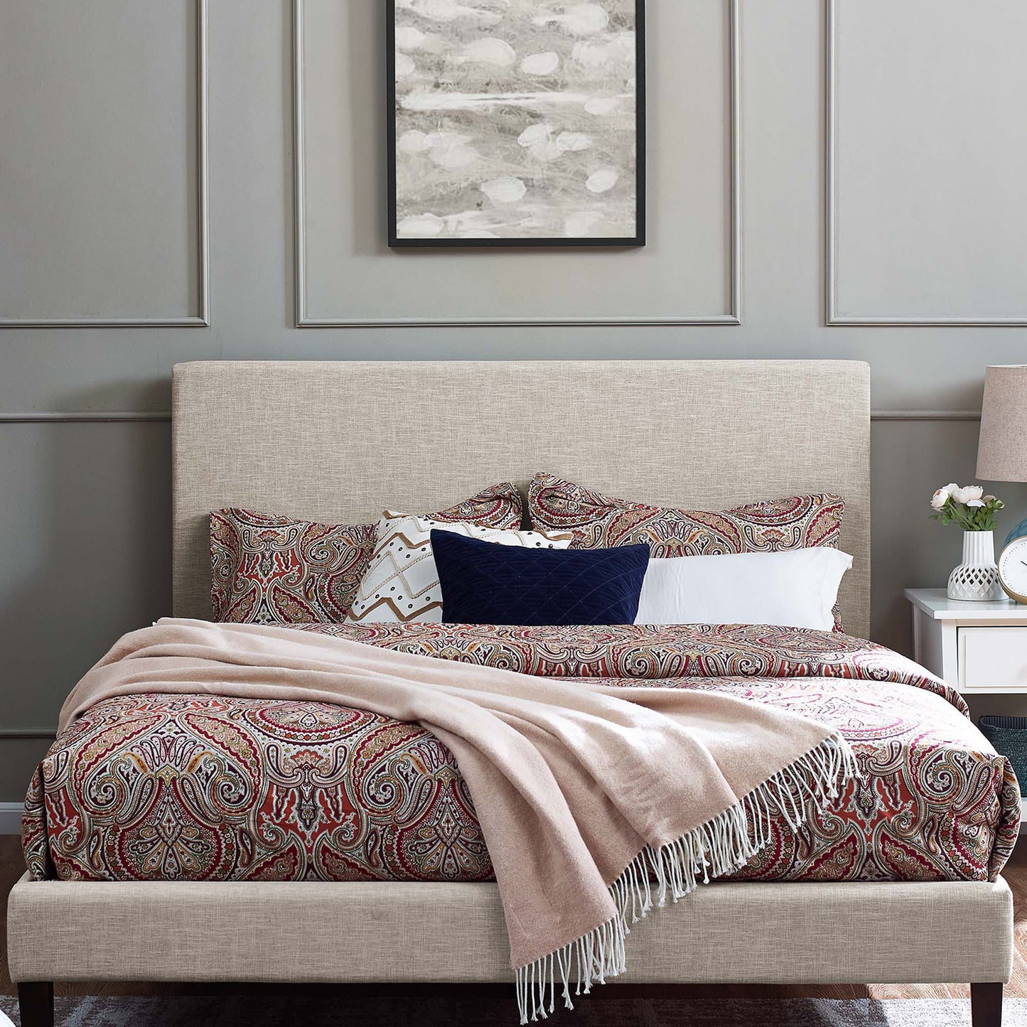 Taylor Upholstered Linen Fabric Headboard by Modway