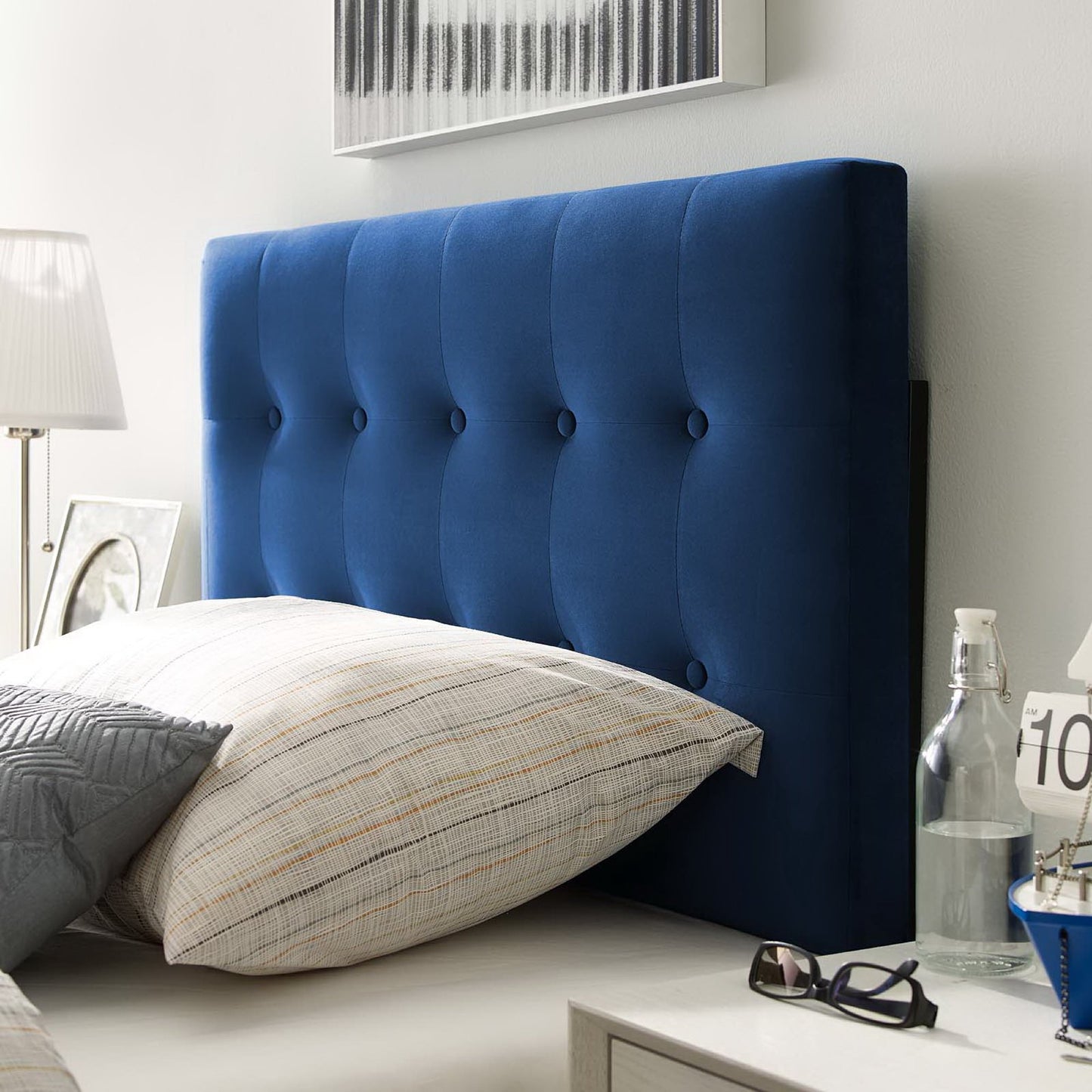 Emily Biscuit Tufted Performance Velvet Twin Headboard by Modway MOD-6114-NAV