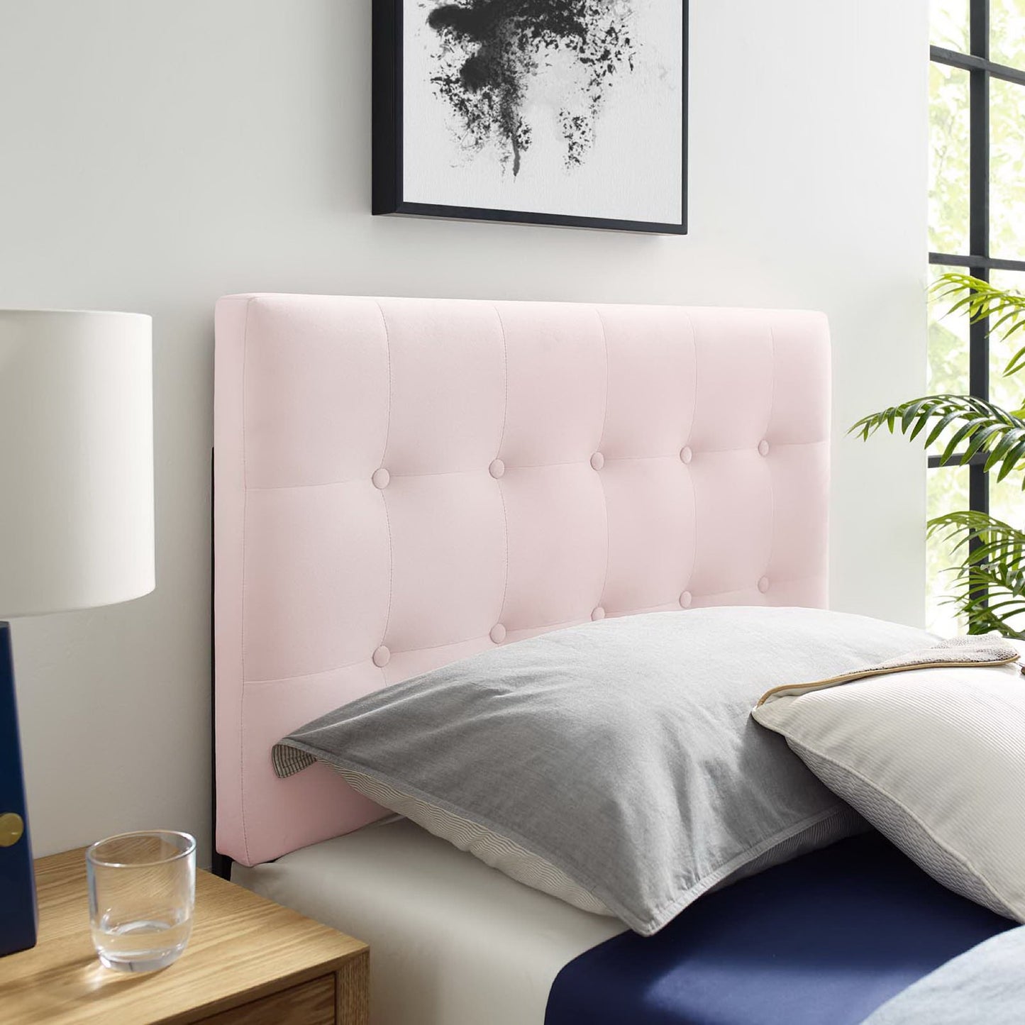 Emily Biscuit Tufted Performance Velvet Twin Headboard by Modway MOD-6114-PNK