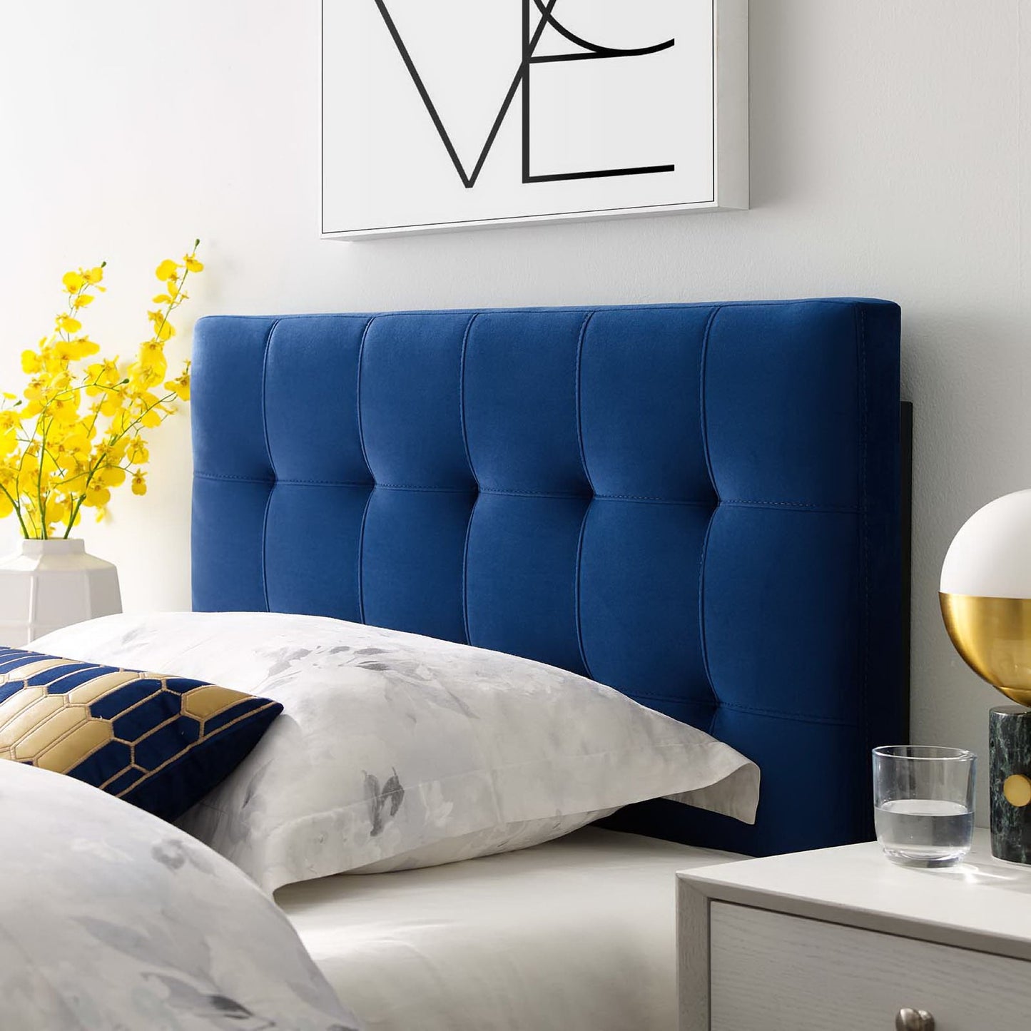 Lily Biscuit Tufted Performance Velvet Twin Headboard by Modway MOD-6118-NAV