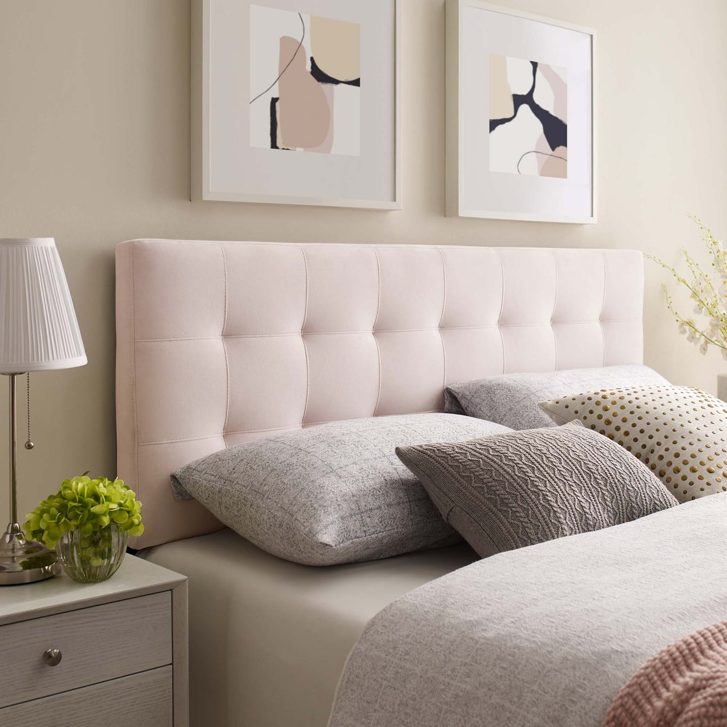 Lily Biscuit Tufted Performance Velvet Full Headboard by Modway MOD-6119-PNK