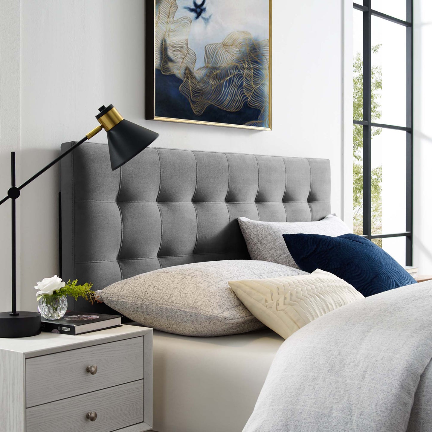Lily Biscuit Tufted Performance Velvet King Headboard by Modway MOD-6121-GRY