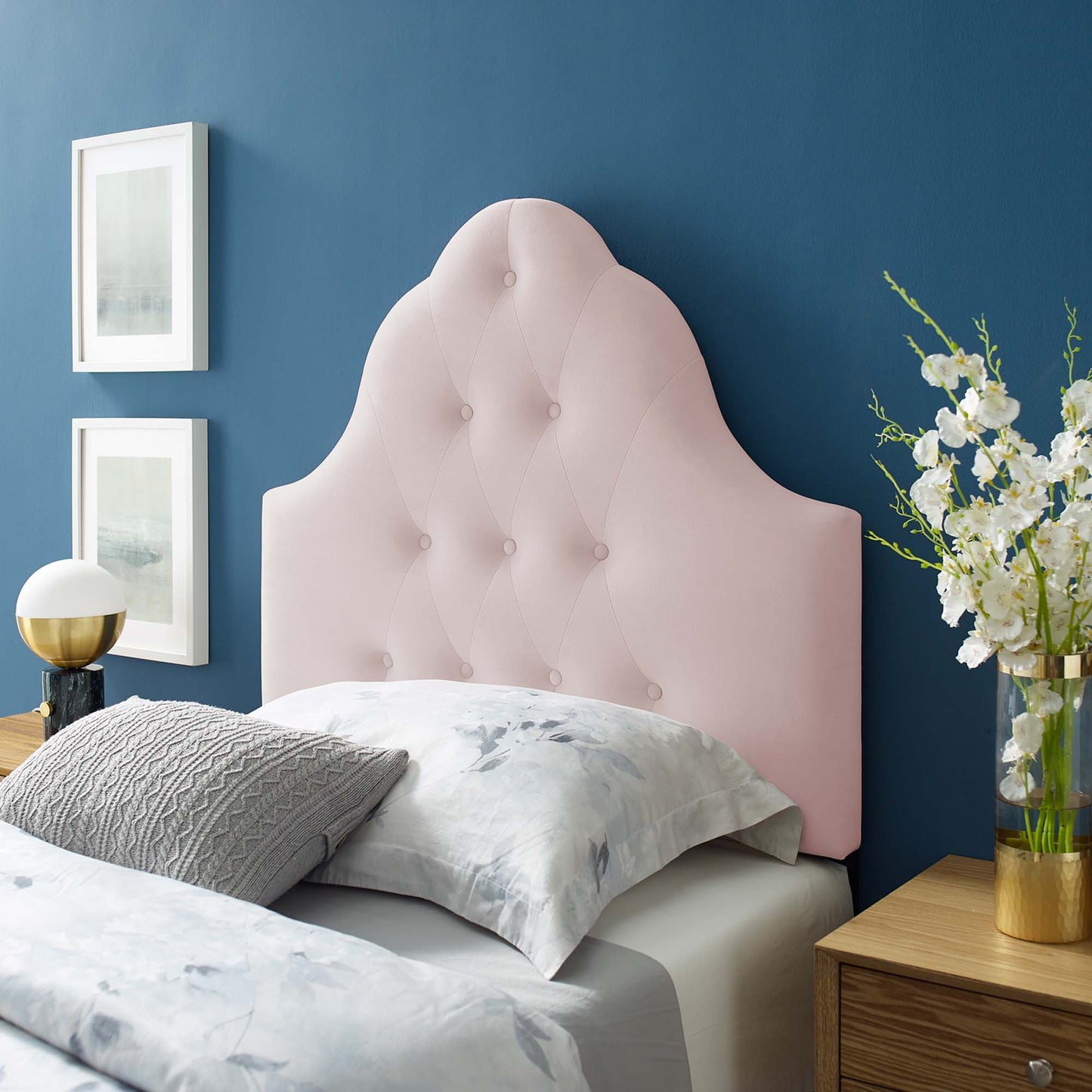 Sovereign Diamond Tufted Performance Velvet Twin Headboard by Modway MOD-6122-PNK