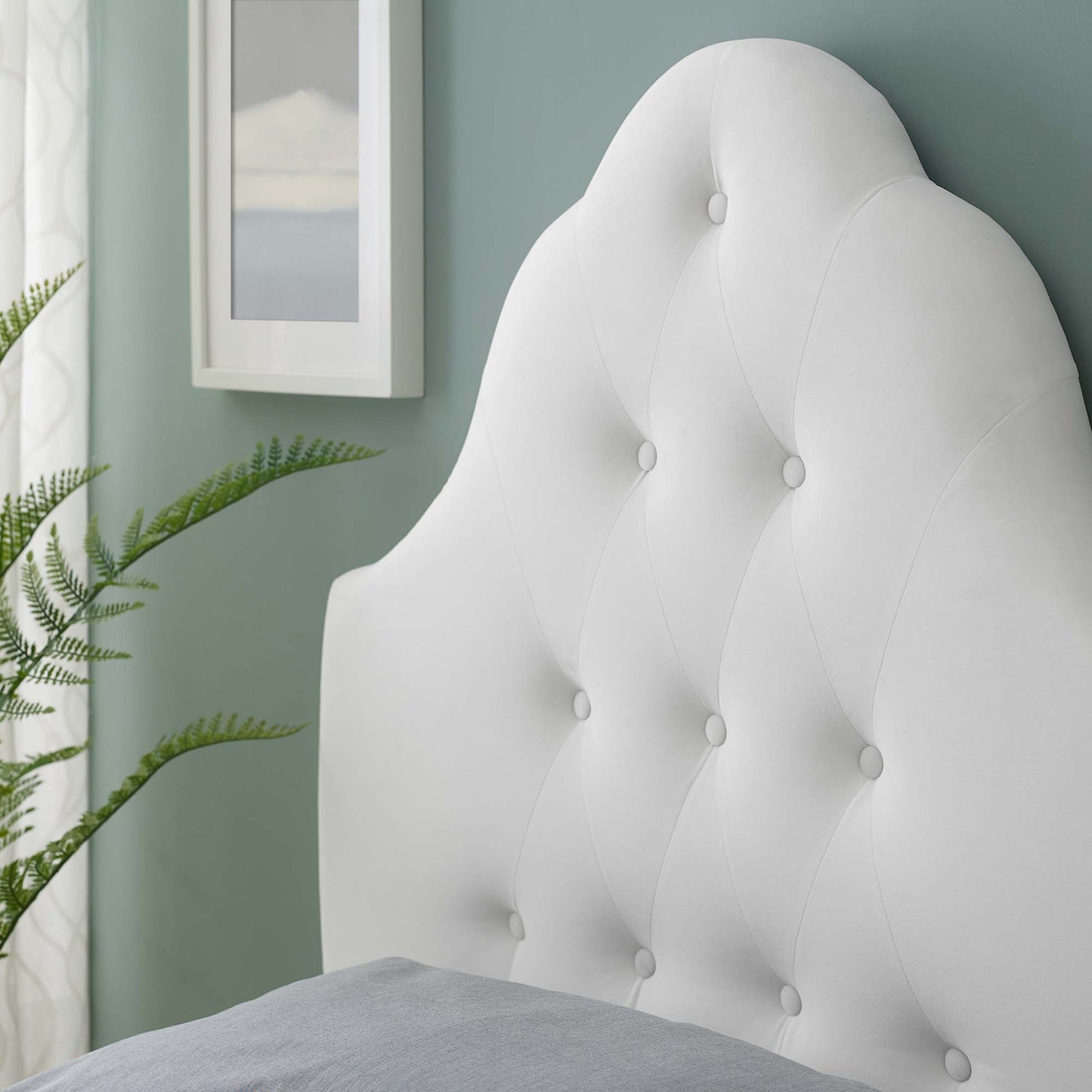 Sovereign Diamond Tufted Performance Velvet Twin Headboard by Modway MOD-6122-WHI