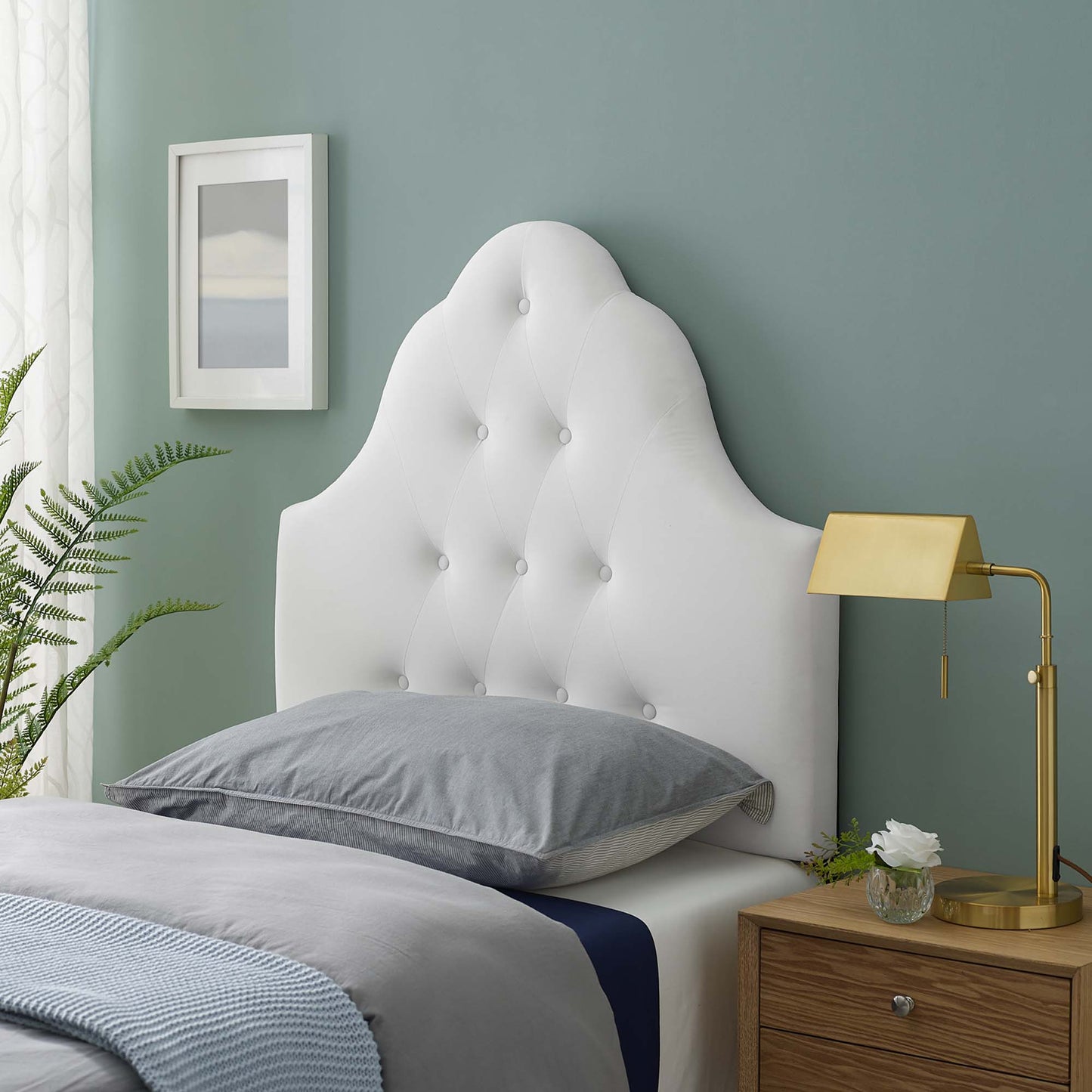 Sovereign Diamond Tufted Performance Velvet Twin Headboard by Modway MOD-6122-WHI