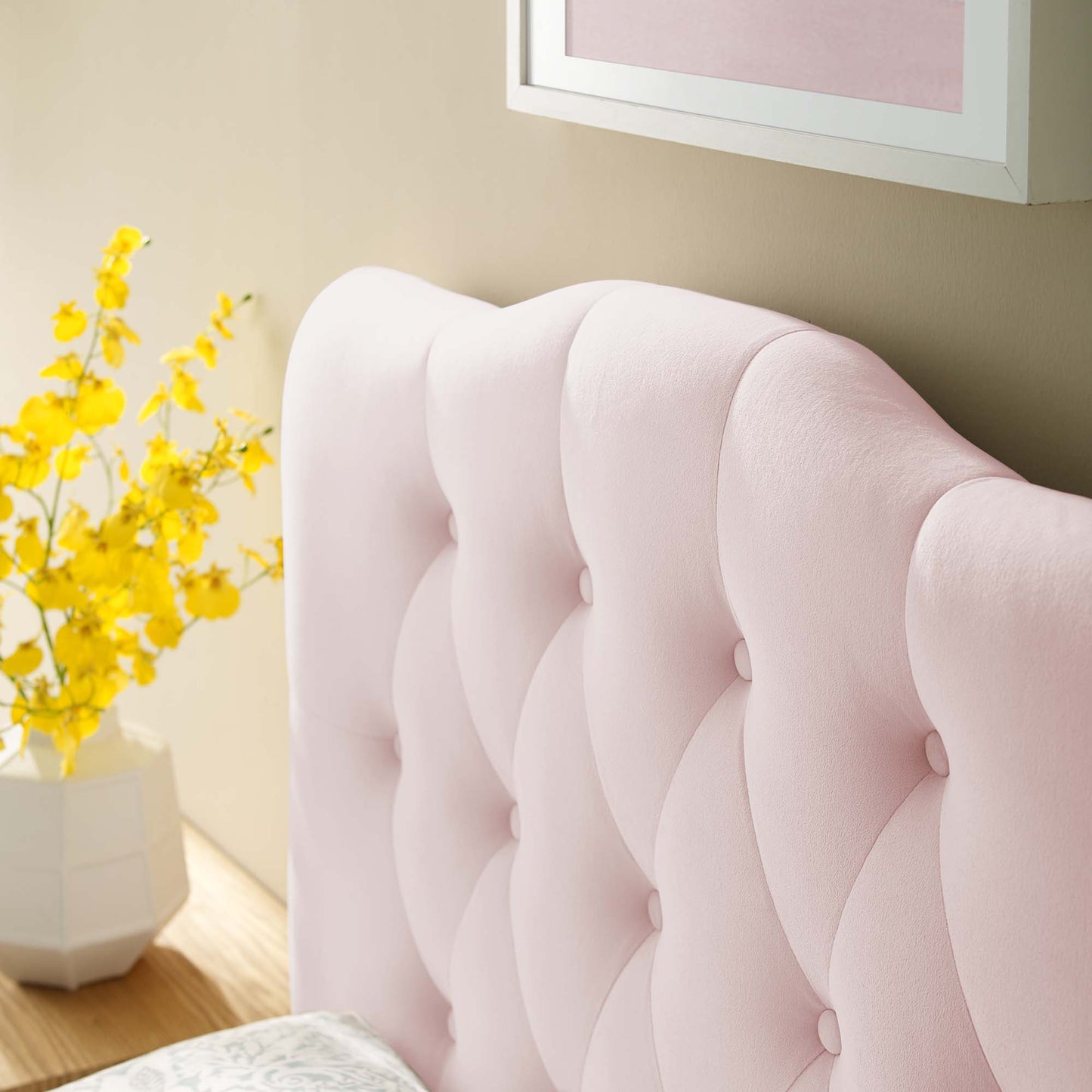 Annabel Diamond Tufted Performance Velvet Twin Headboard by Modway MOD-6126-PNK
