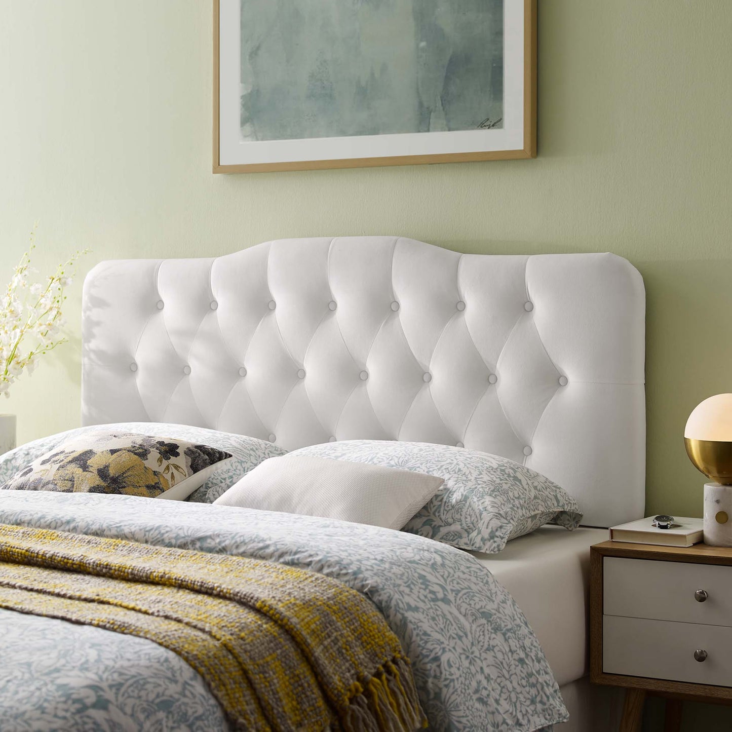 Annabel Diamond Tufted Performance Velvet Full Headboard by Modway MOD-6128-WHI