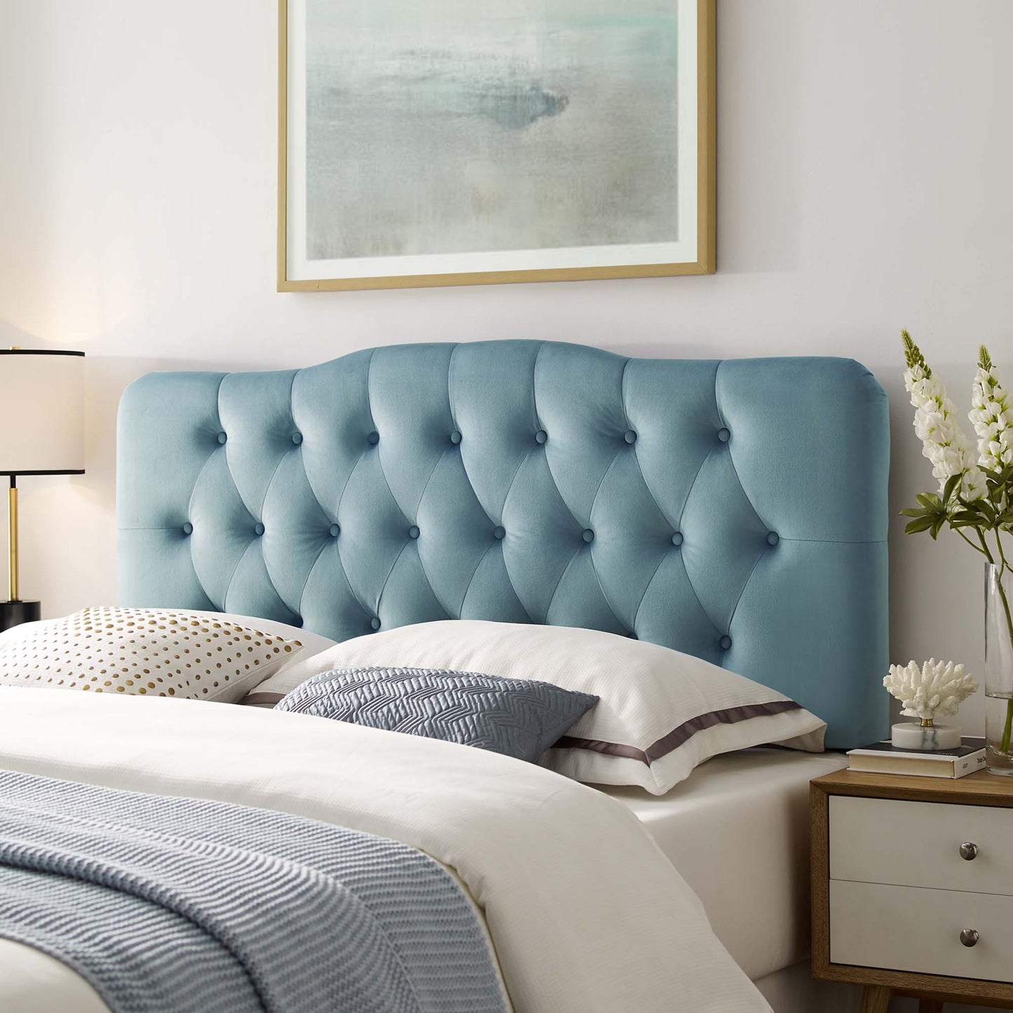 Annabel Diamond Tufted Performance Velvet Queen Headboard by Modway MOD-6129-LBU