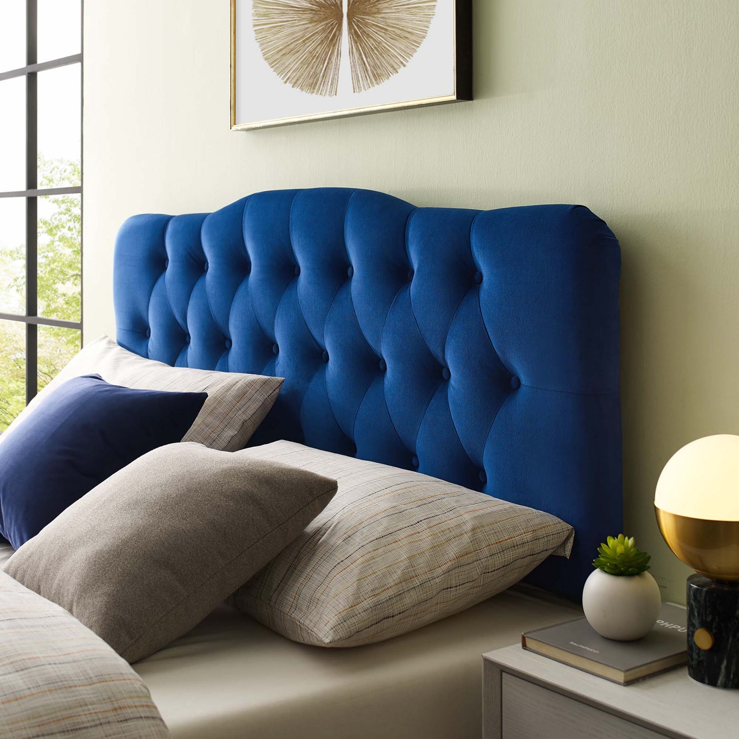 Annabel Diamond Tufted Performance Velvet Queen Headboard by Modway MOD-6129-NAV