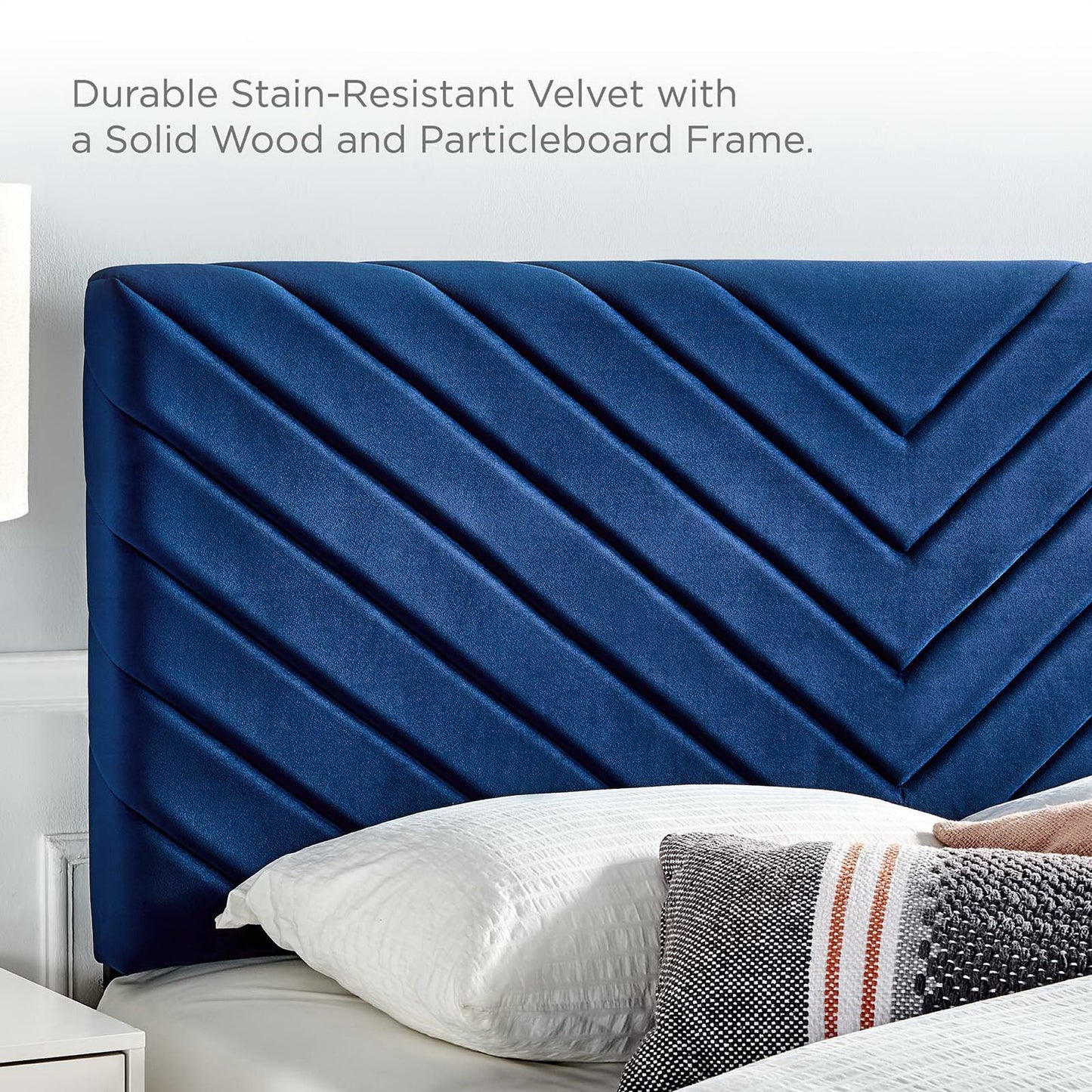 Alyson Angular Channel Tufted Performance Velvet Full / Queen Headboard by Modway MOD-6144-NAV