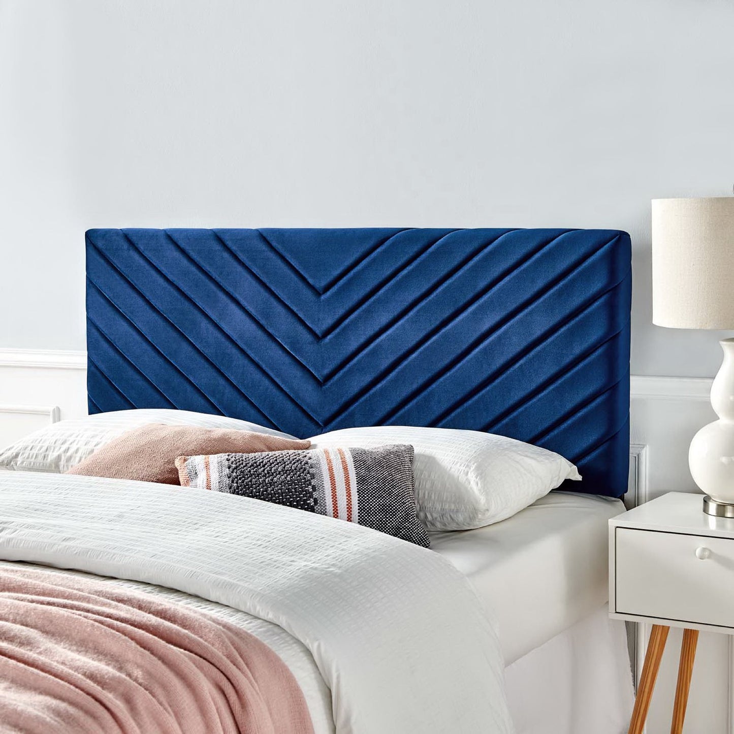Alyson Angular Channel Tufted Performance Velvet Full / Queen Headboard by Modway MOD-6144-NAV